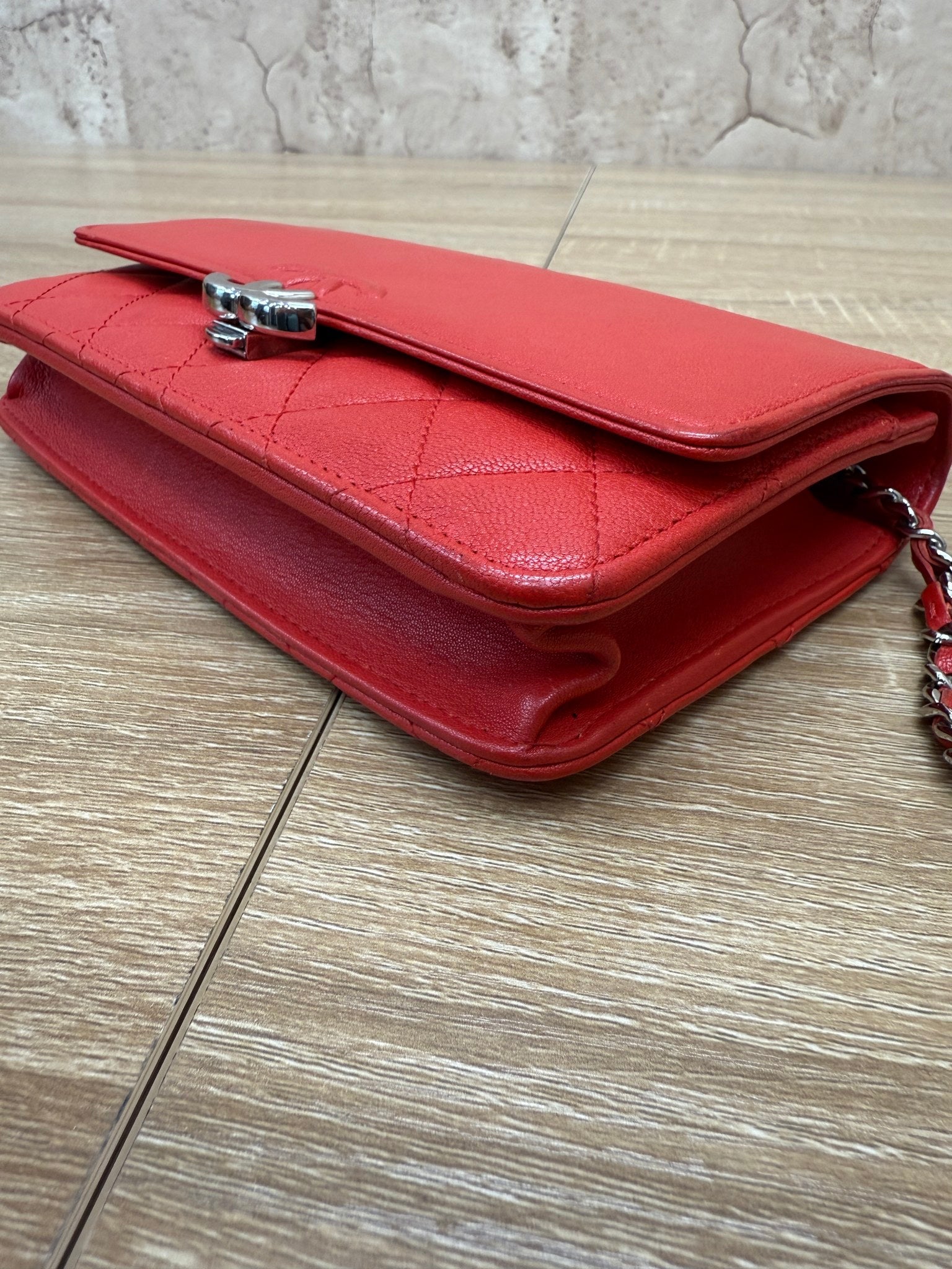 Chanel Red Lambskin Urban Companion Wallet on Chain