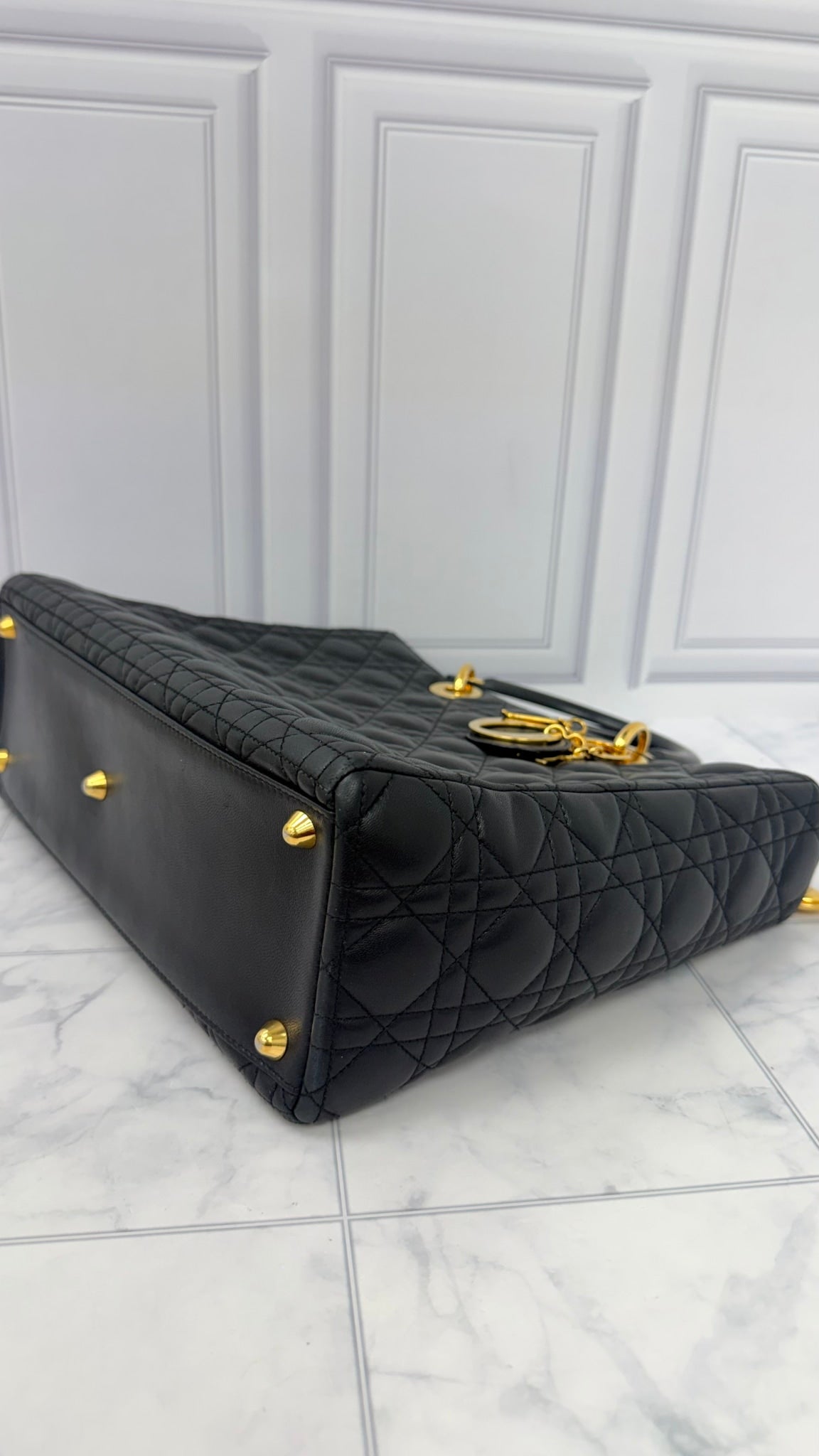 Christian Dior Black Quilted Lambskin Lady Dior Handbag