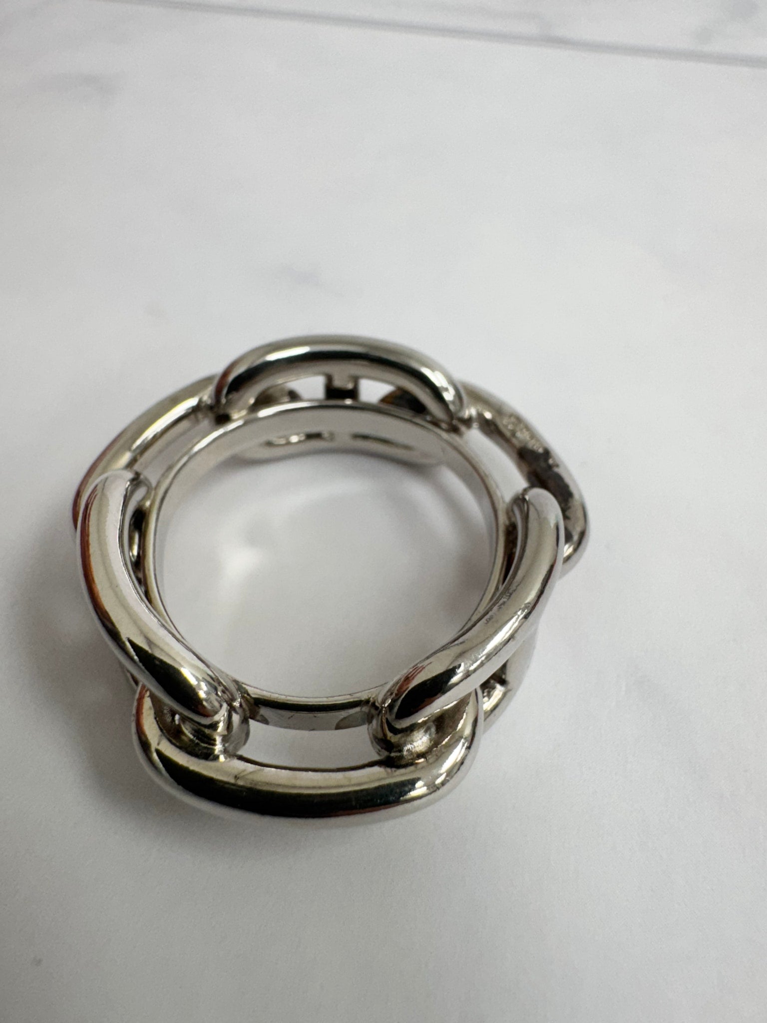 LIKE NEW - Hermes Silver Plated Chaine D'Ancre Scarf Ring