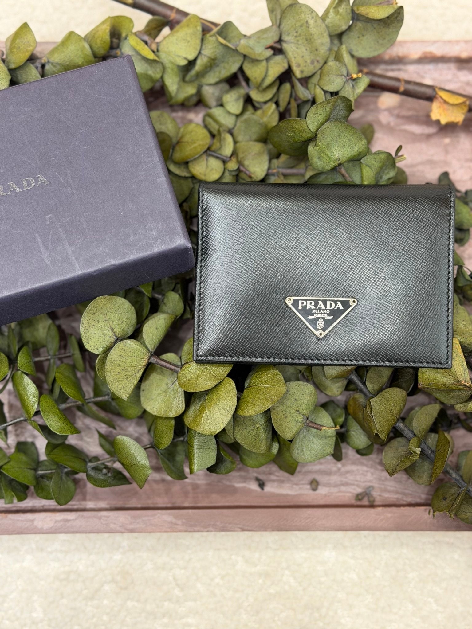 Prada Black Saffiano Leather ID Card Case