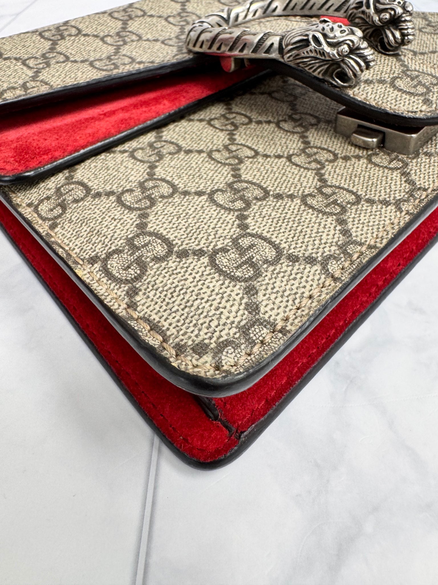Gucci GG Coated Canvas Red Dionysus Mini Chain Shoulder Bag