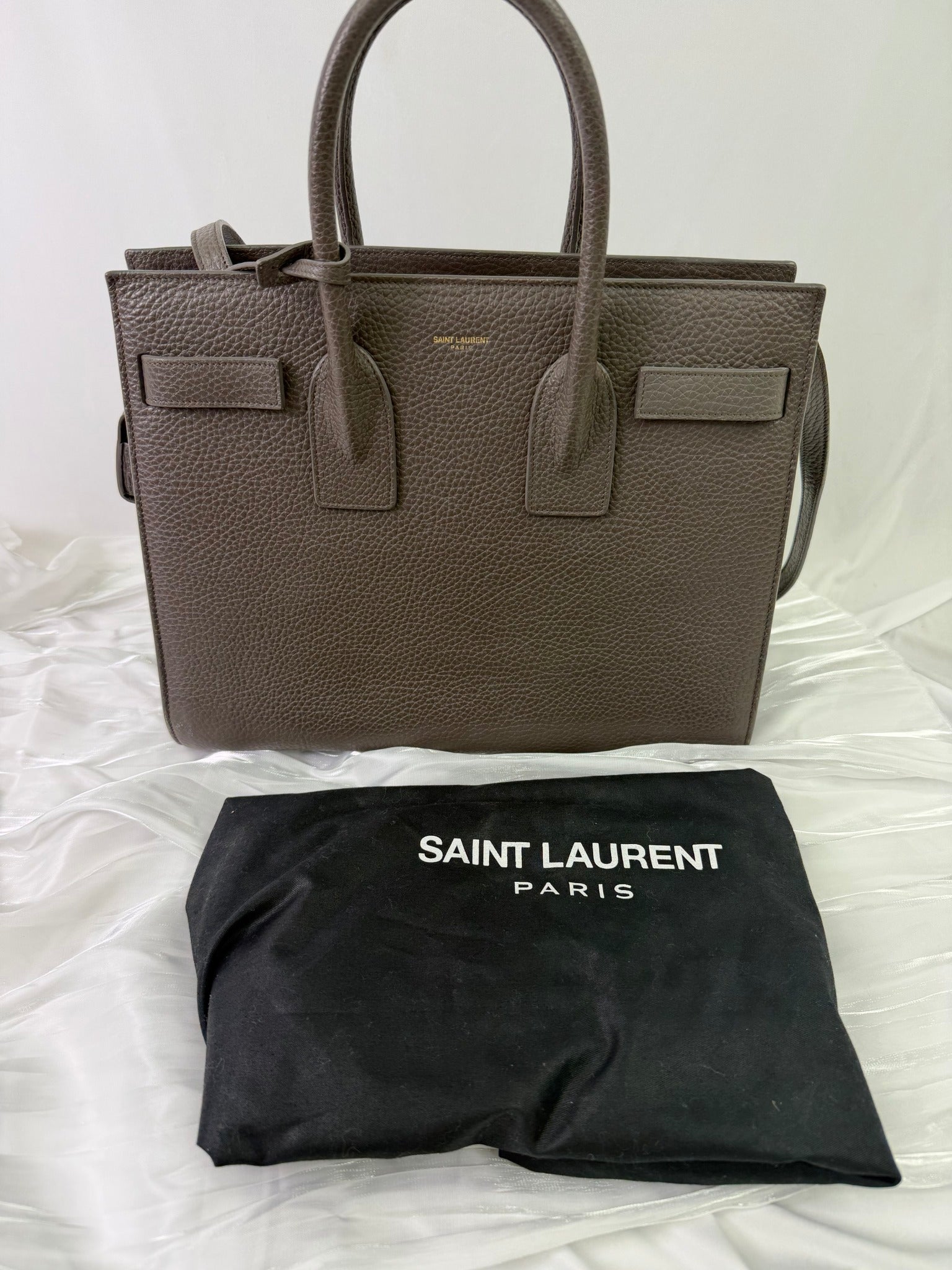 Saint Laurent Gray Leather Sac De Jour Bag