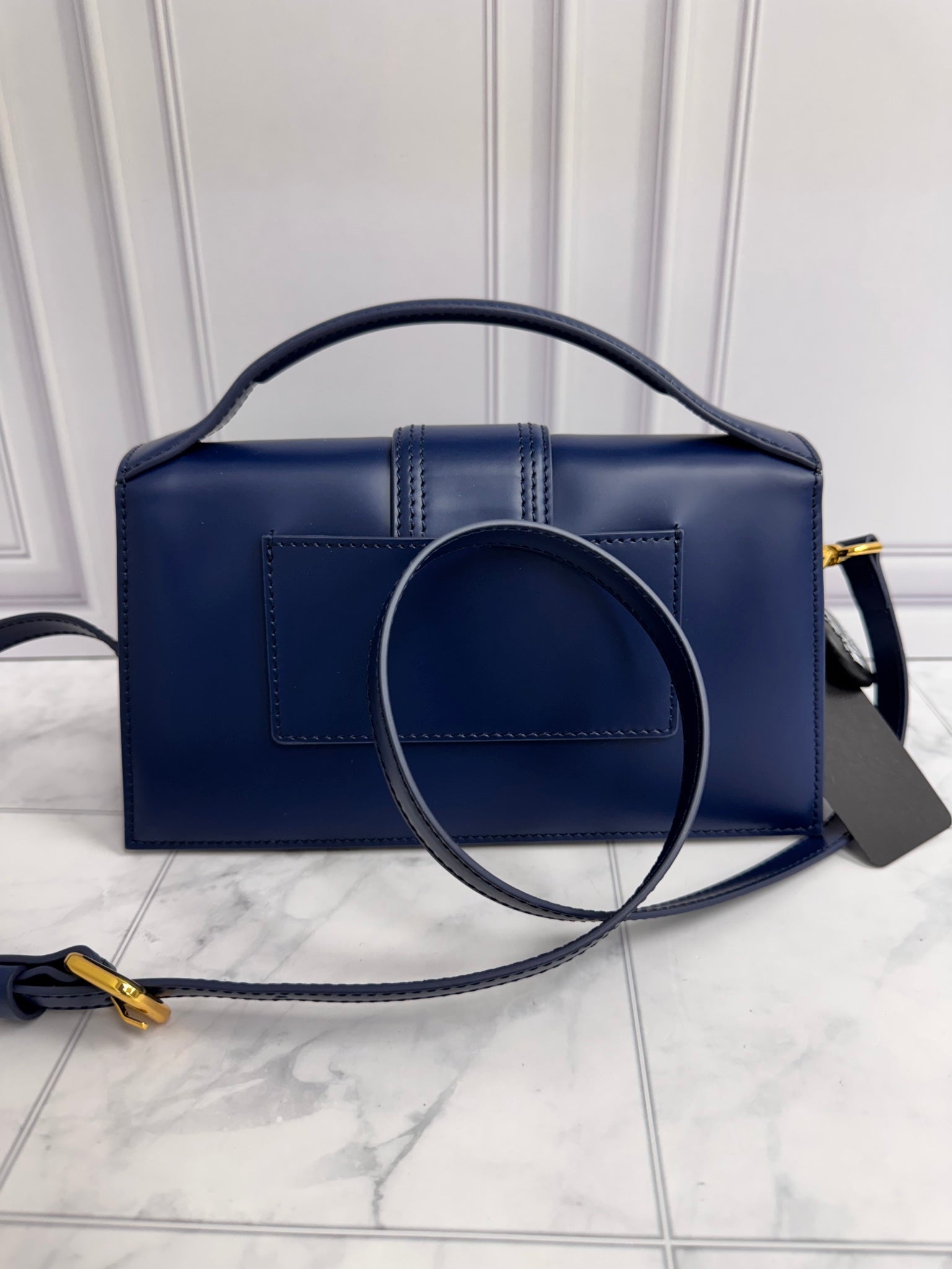 BRAND NEW - Jacquemus Navy Blue Leather Grande Bambino 2Way Handbag