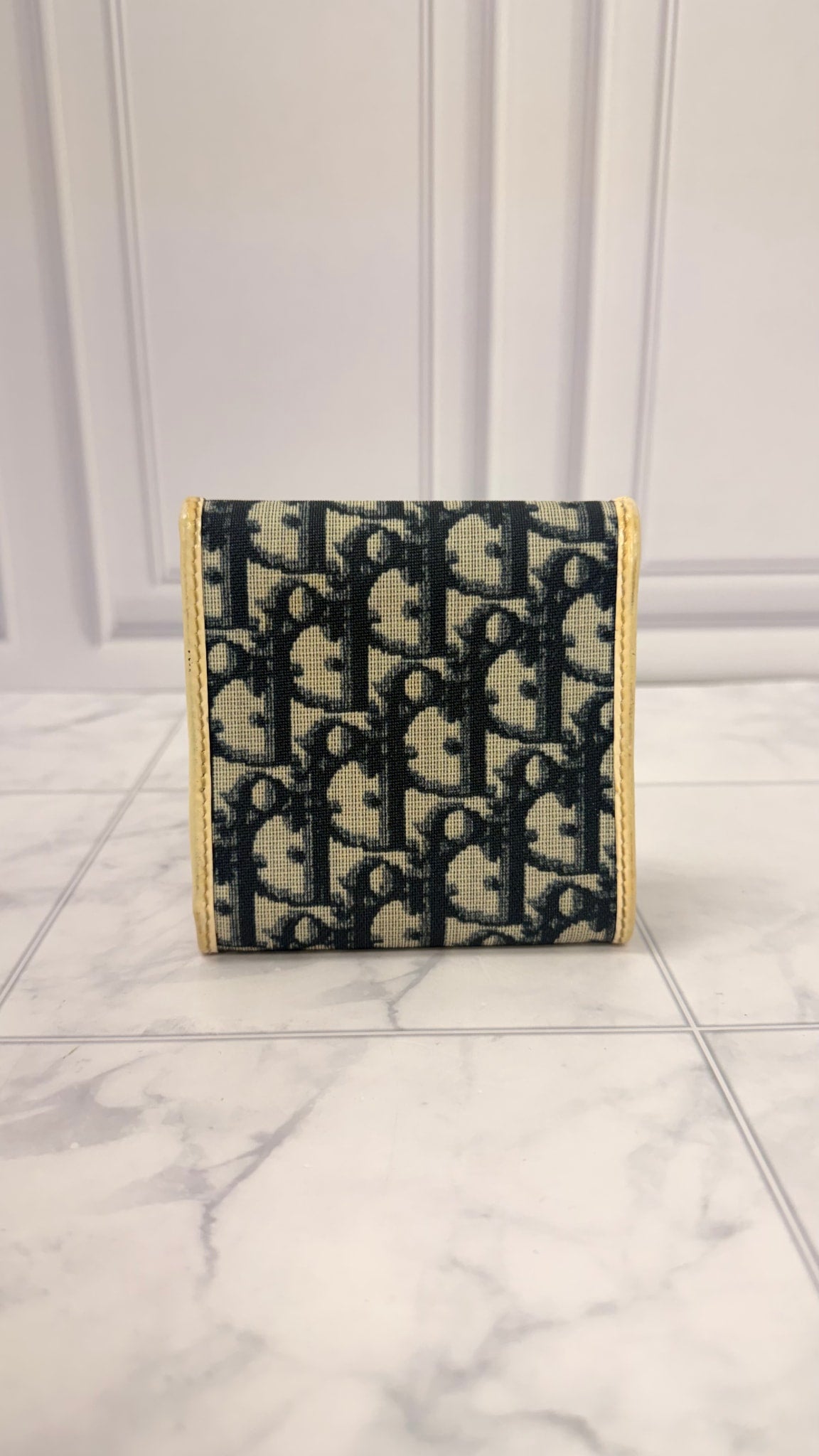 Christian Dior Blue Coated Canvas Trotter 1 Bifold Compact Wallet