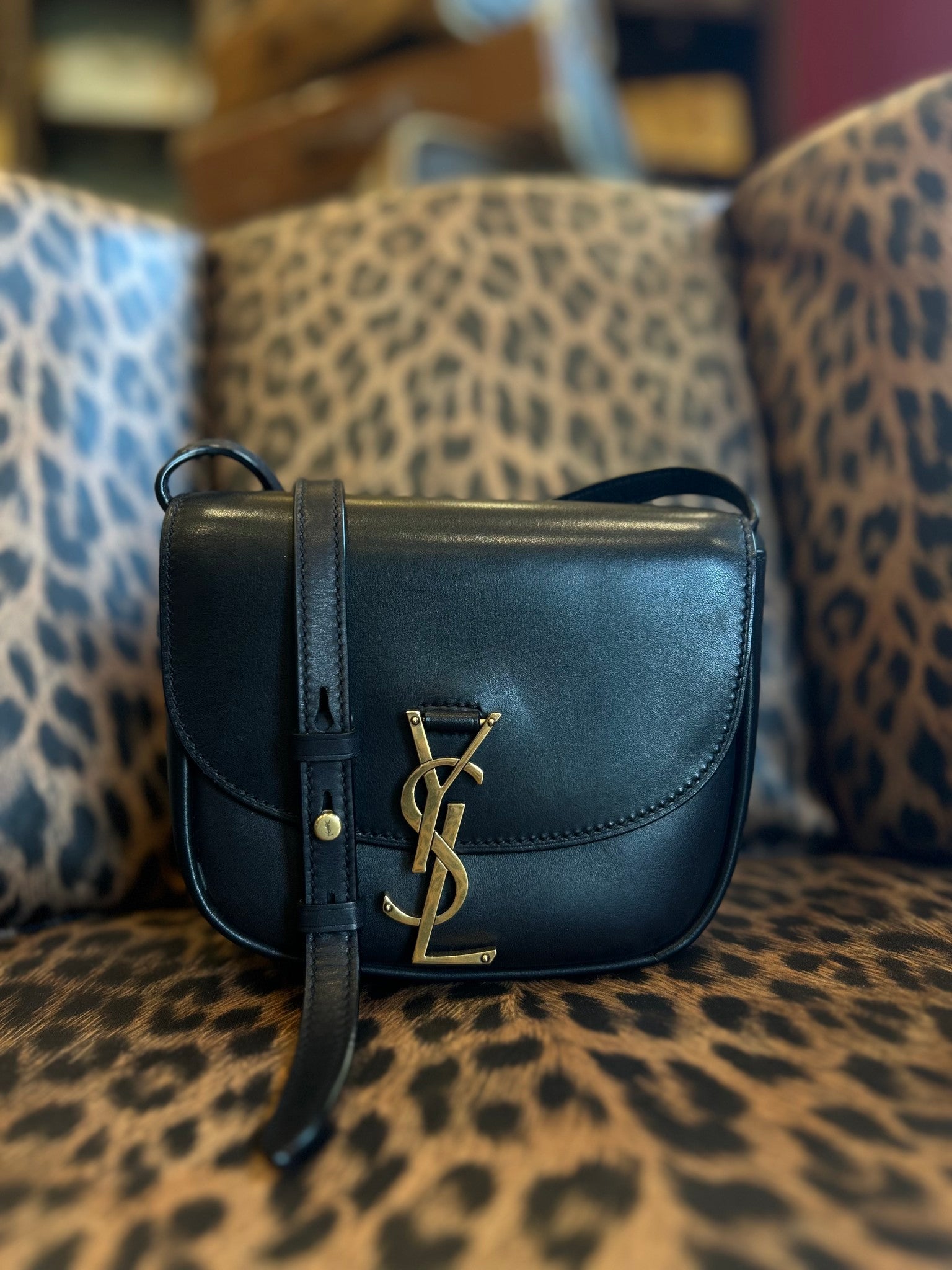 Saint Laurent YSL Black Leather Kaia Crossbody