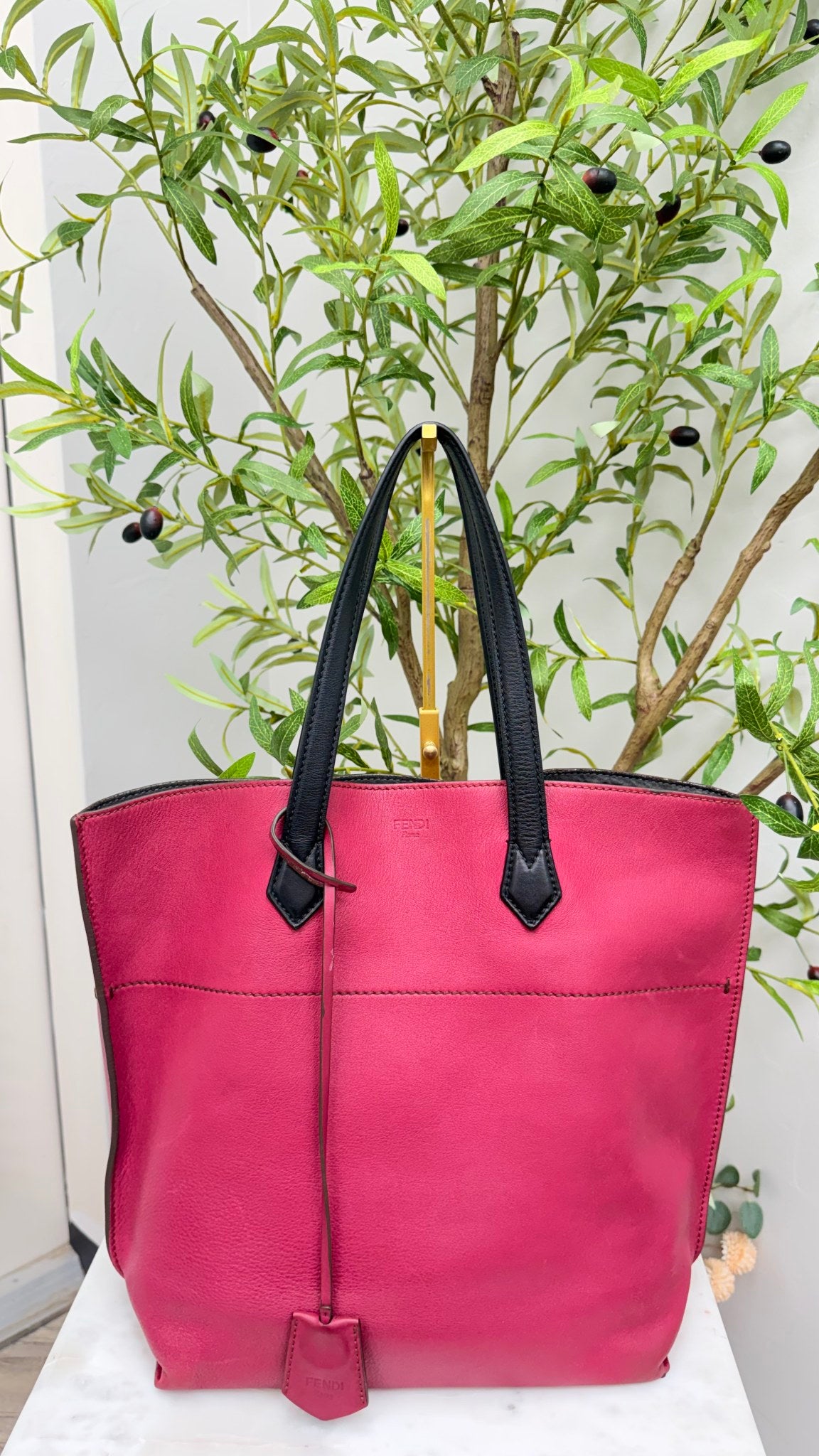 Fendi Pink Leather All In Shopping Tote Bag