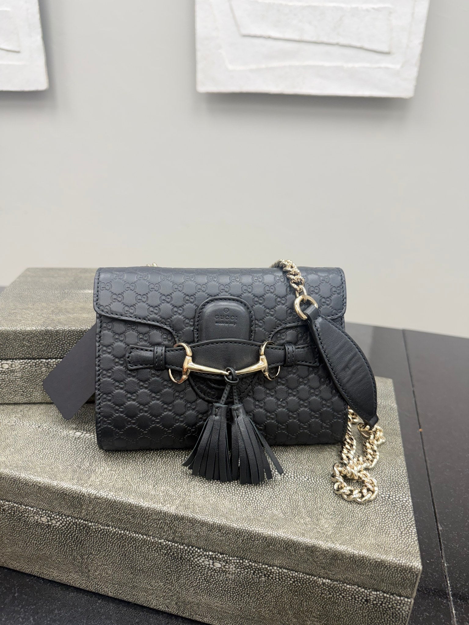 Gucci Black Microguccissima Mini Emily Chain Crossbody