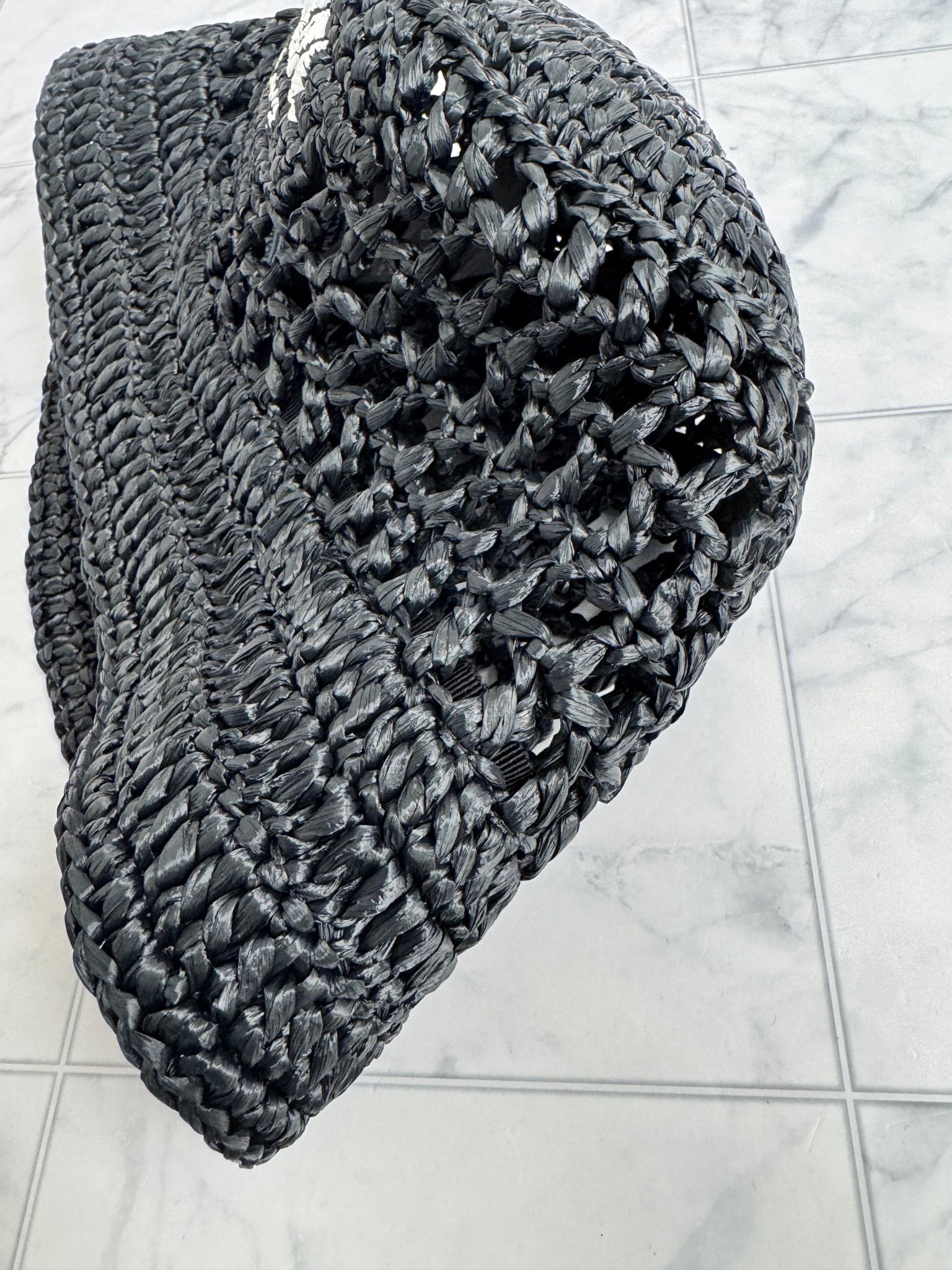 Prada Black Raffia Hat Large