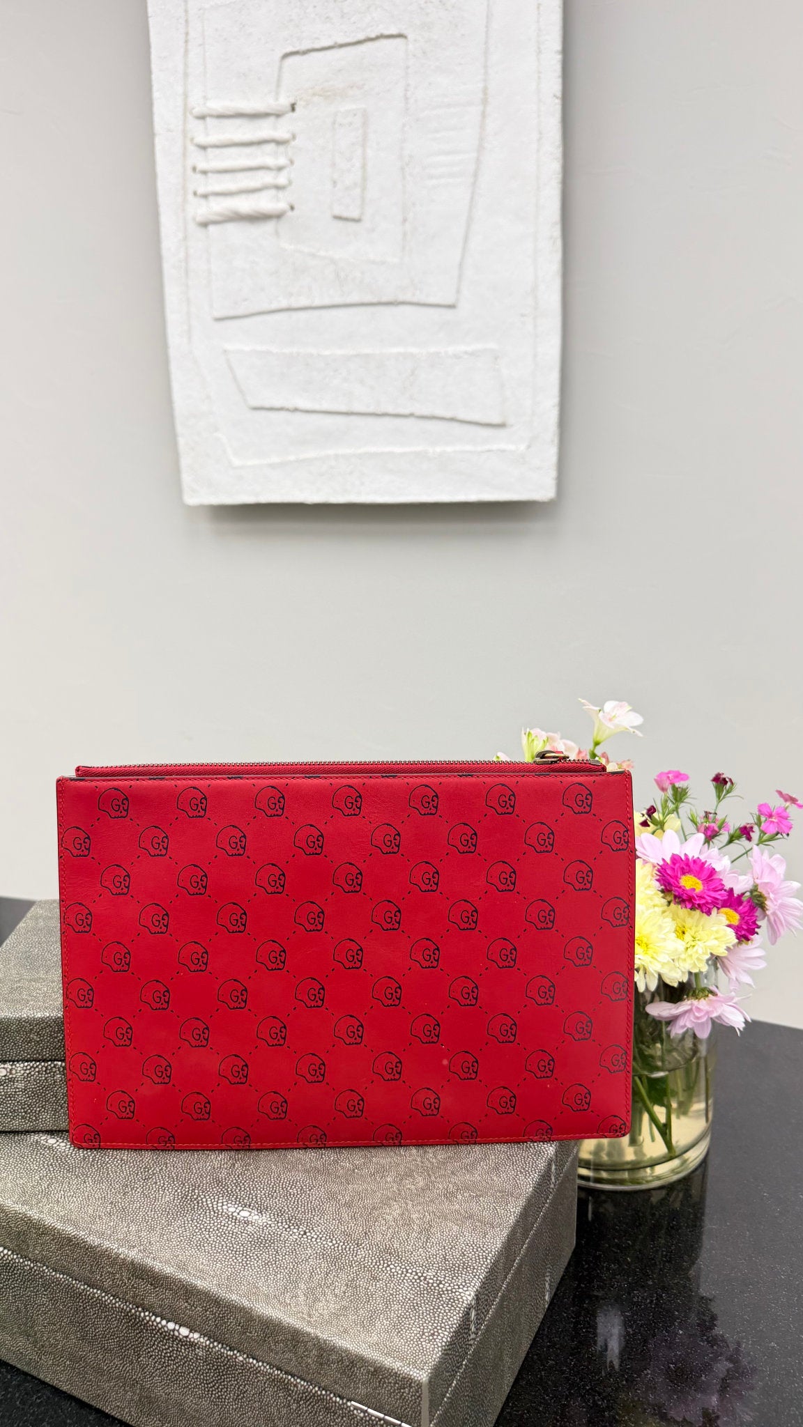 Gucci Red Leather Ghost Clutch