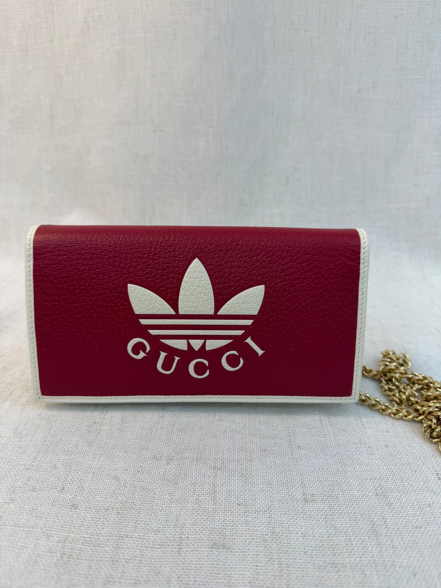 Gucci x Adidas Red Leather Wallet On Chain