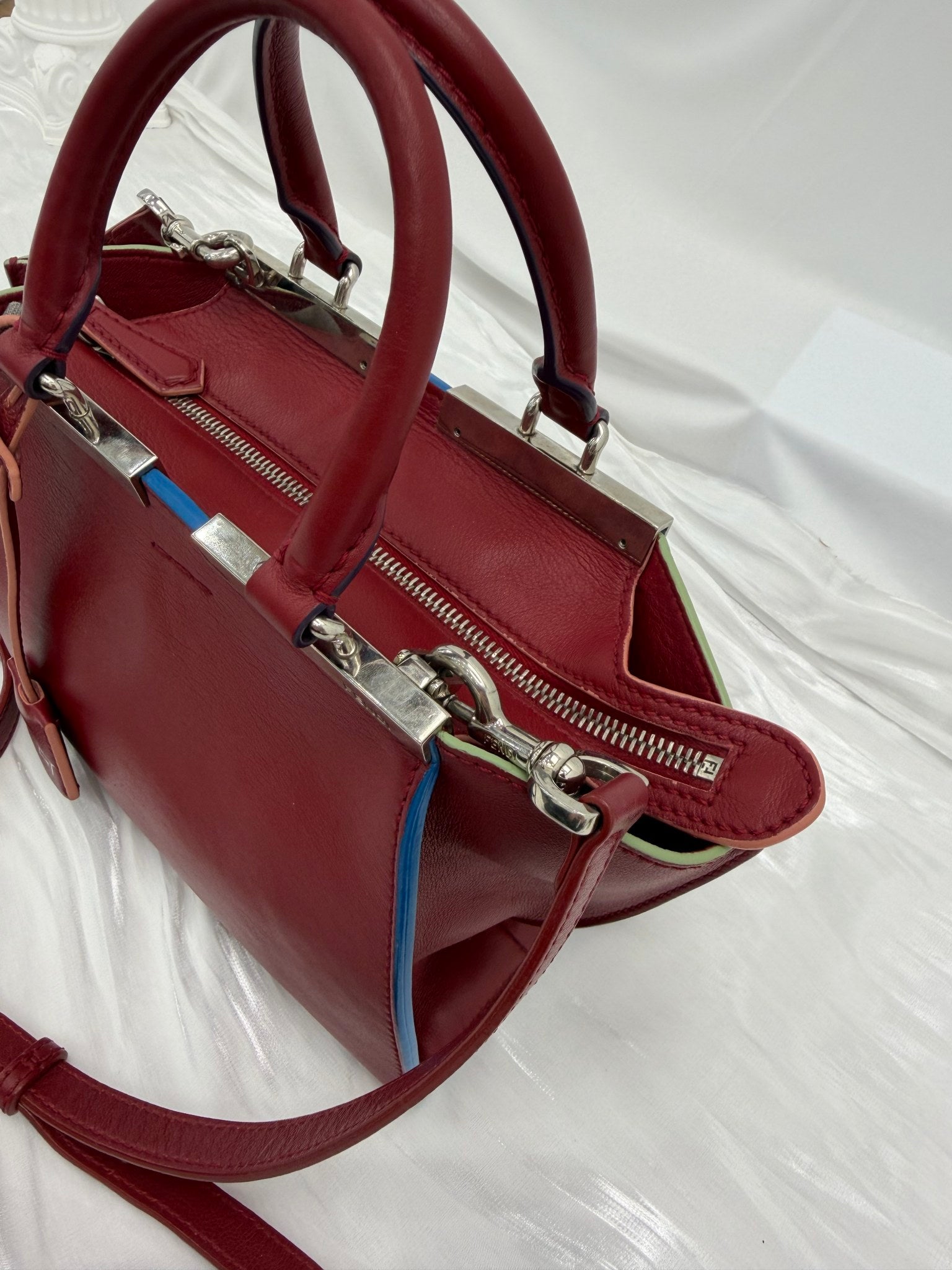 Fendi Burgundy Leather Mini 3Jours 2Way Tote