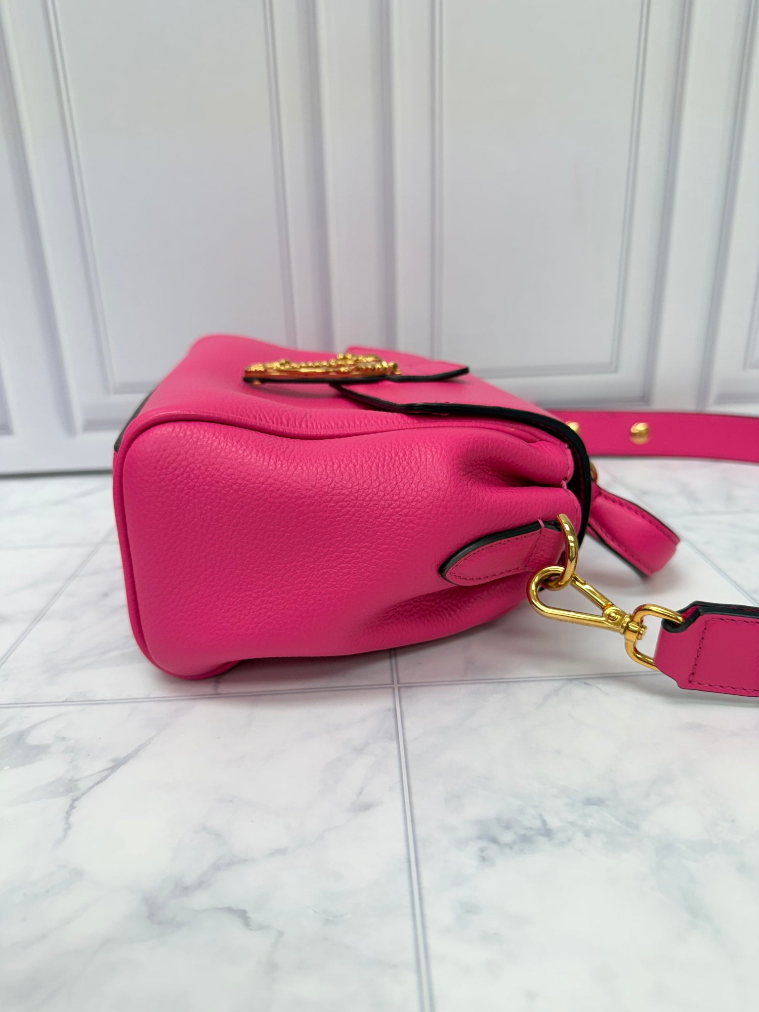 BRAND NEW - Versace Hot Pink Grained Leather Top Handle