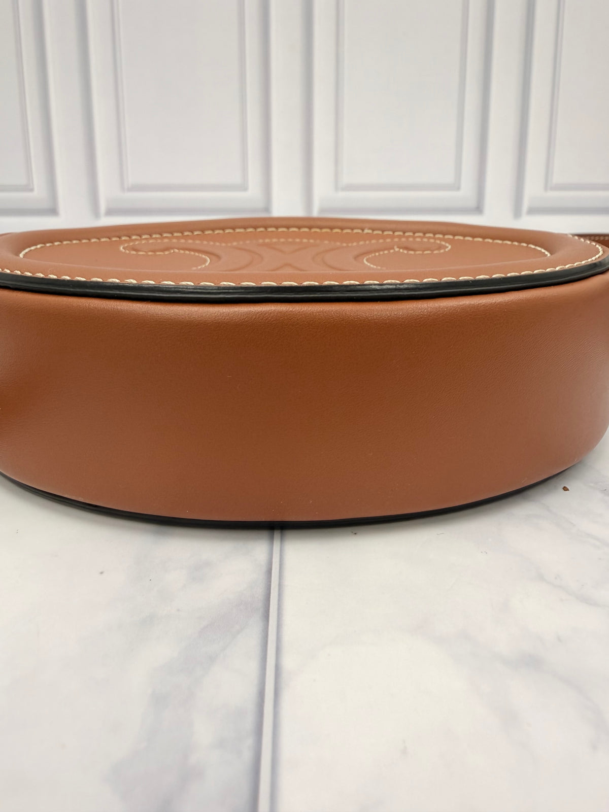 Celine Brown Cuir Triomphe Calfskin Oval Crossbody Bag