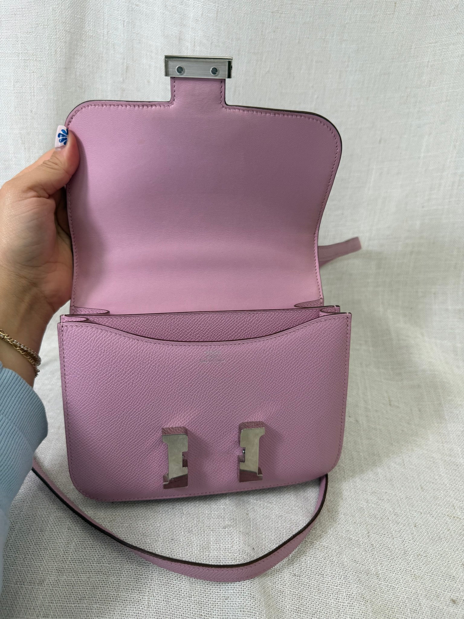 Hermes Mauve Sylvestre Epson Leather Constance 18 Handbag