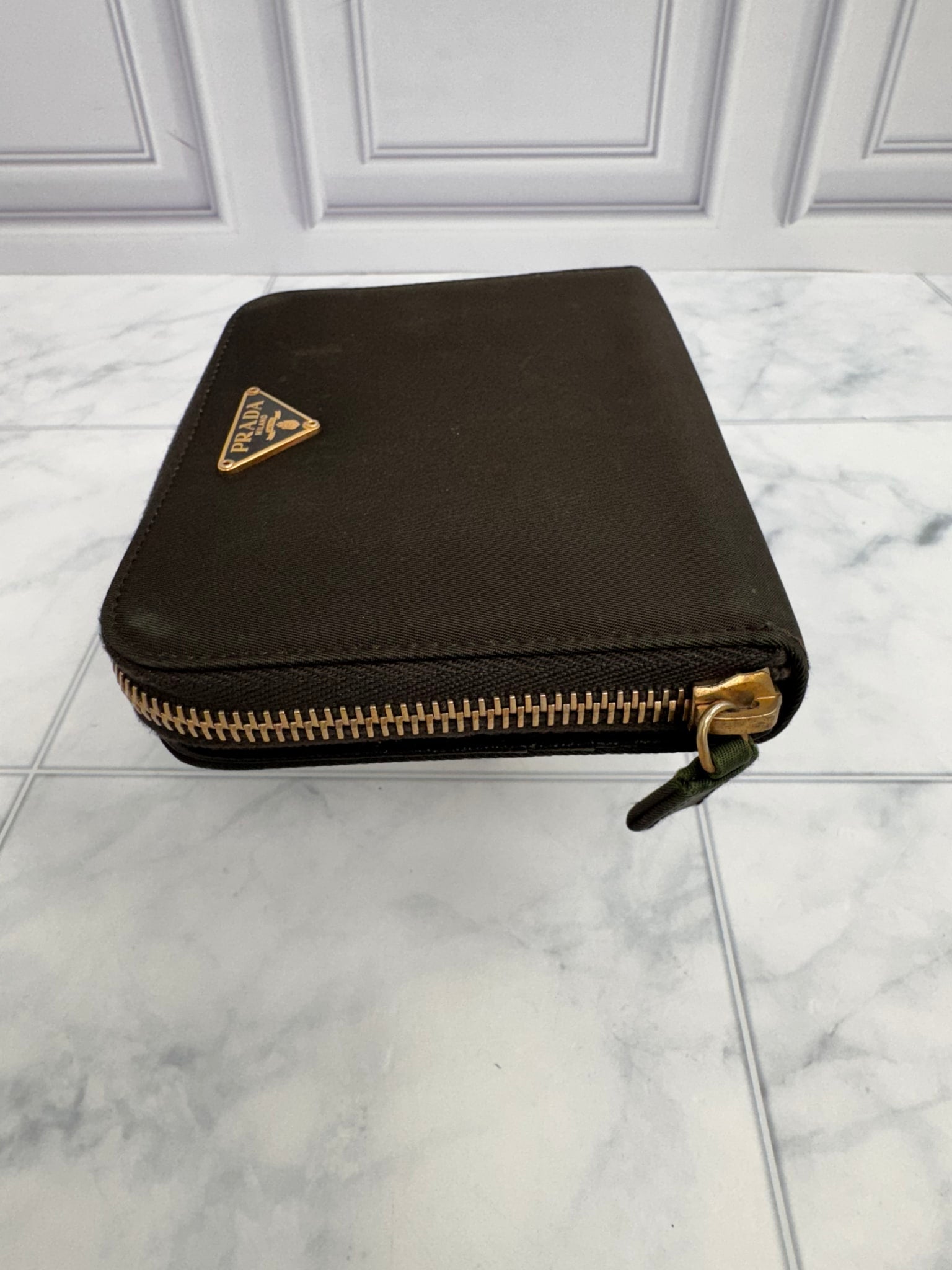 Prada Brown Nylon Compact Zippy Wallet