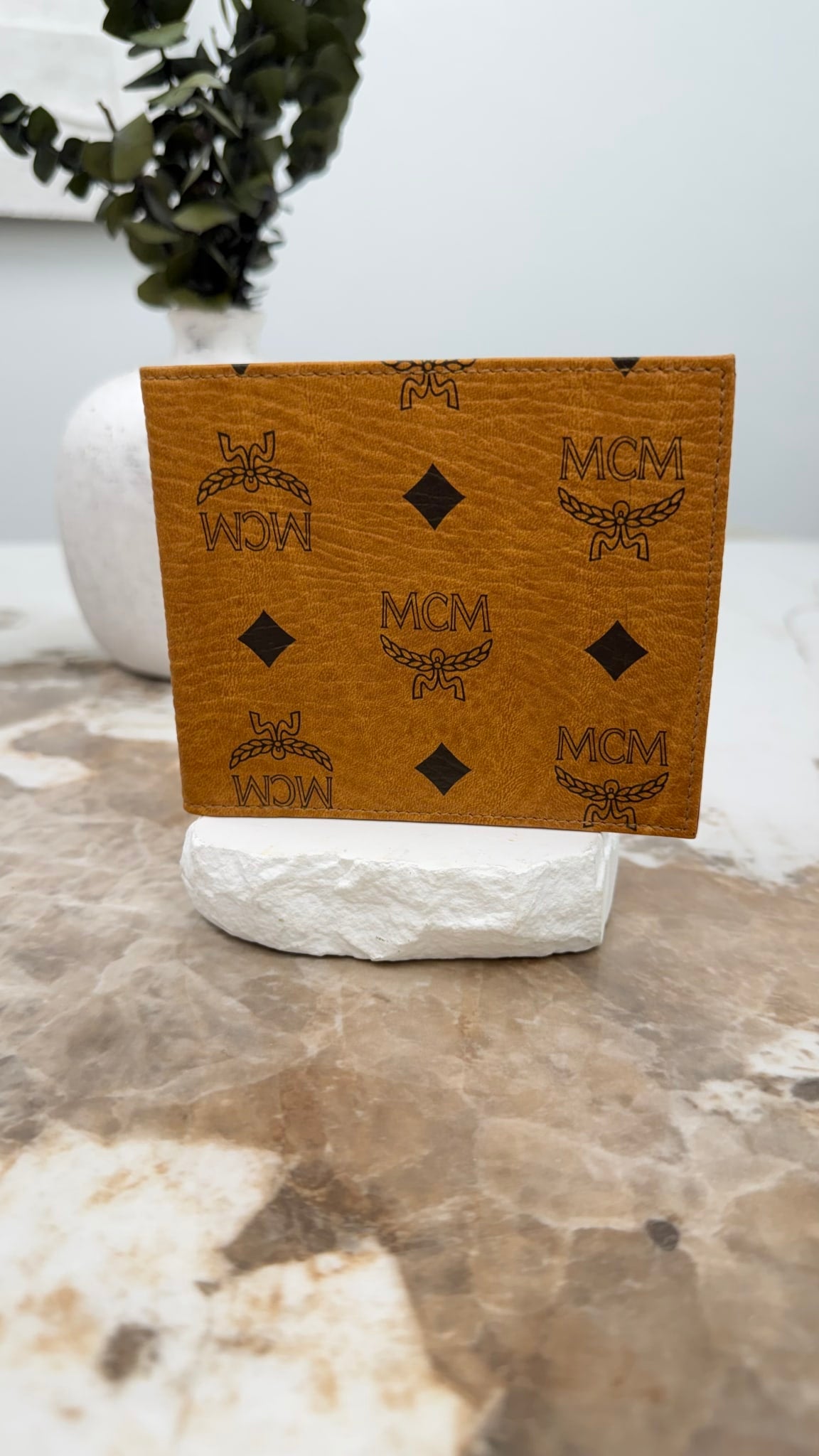 MCM Cognac Visetos Leather Bifold