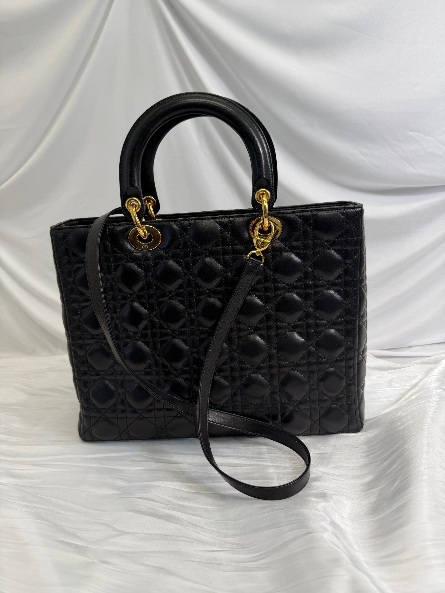 Christian Dior Black Cannage Lambskin Large Lady Dior