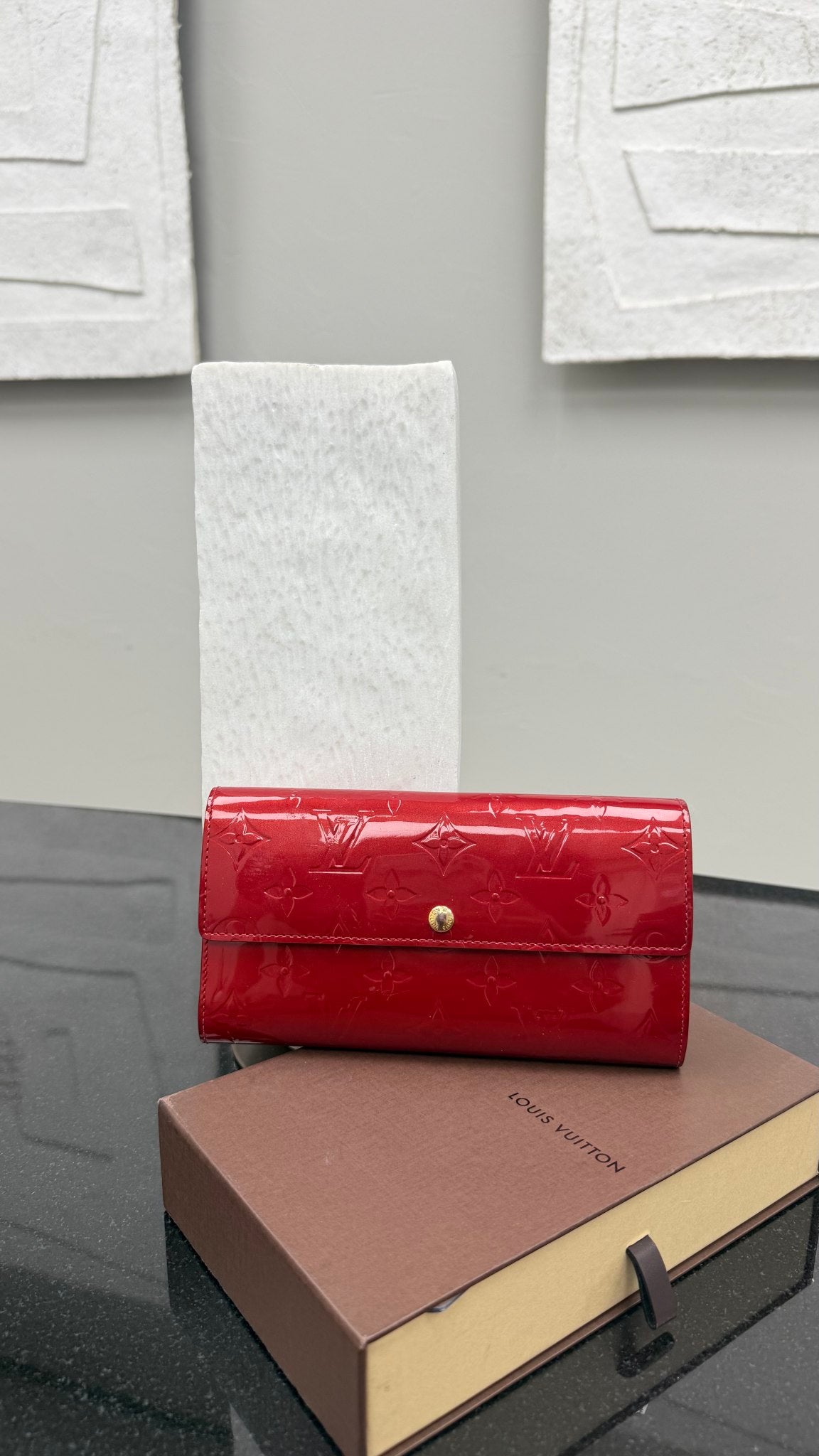 Louis Vuitton Red Monogram Vernis Leather Sarah Wallet