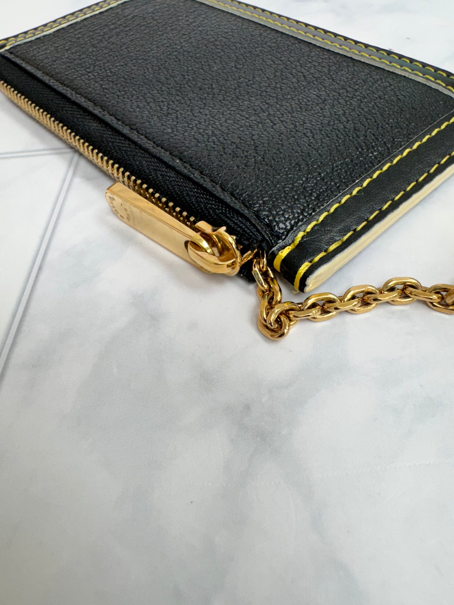 Louis Vuitton Black Suhali Leather Pochette Key Cles