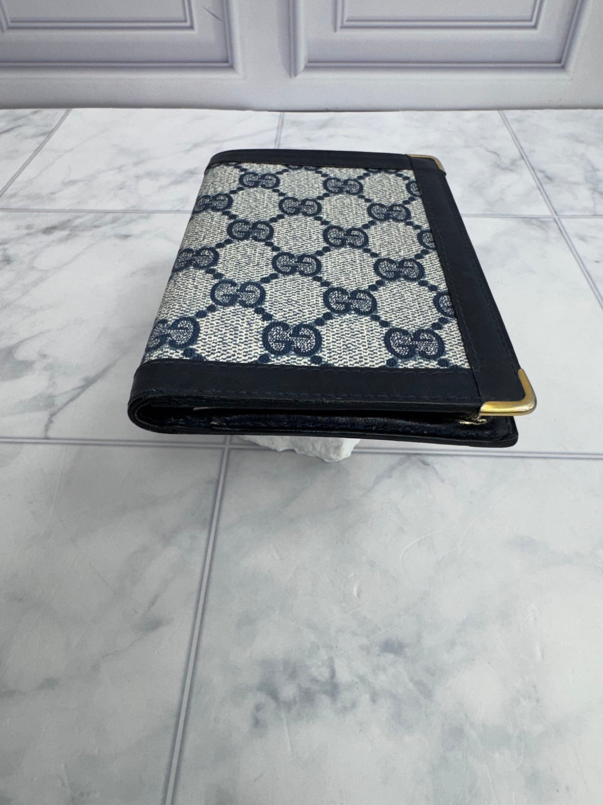 Gucci Blue GG Monogram Coated Canvas Bifold Wallet