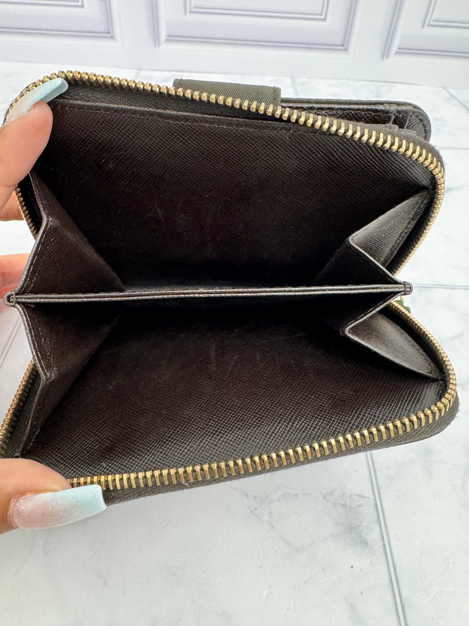 Prada Brown Nylon Compact Zippy Wallet