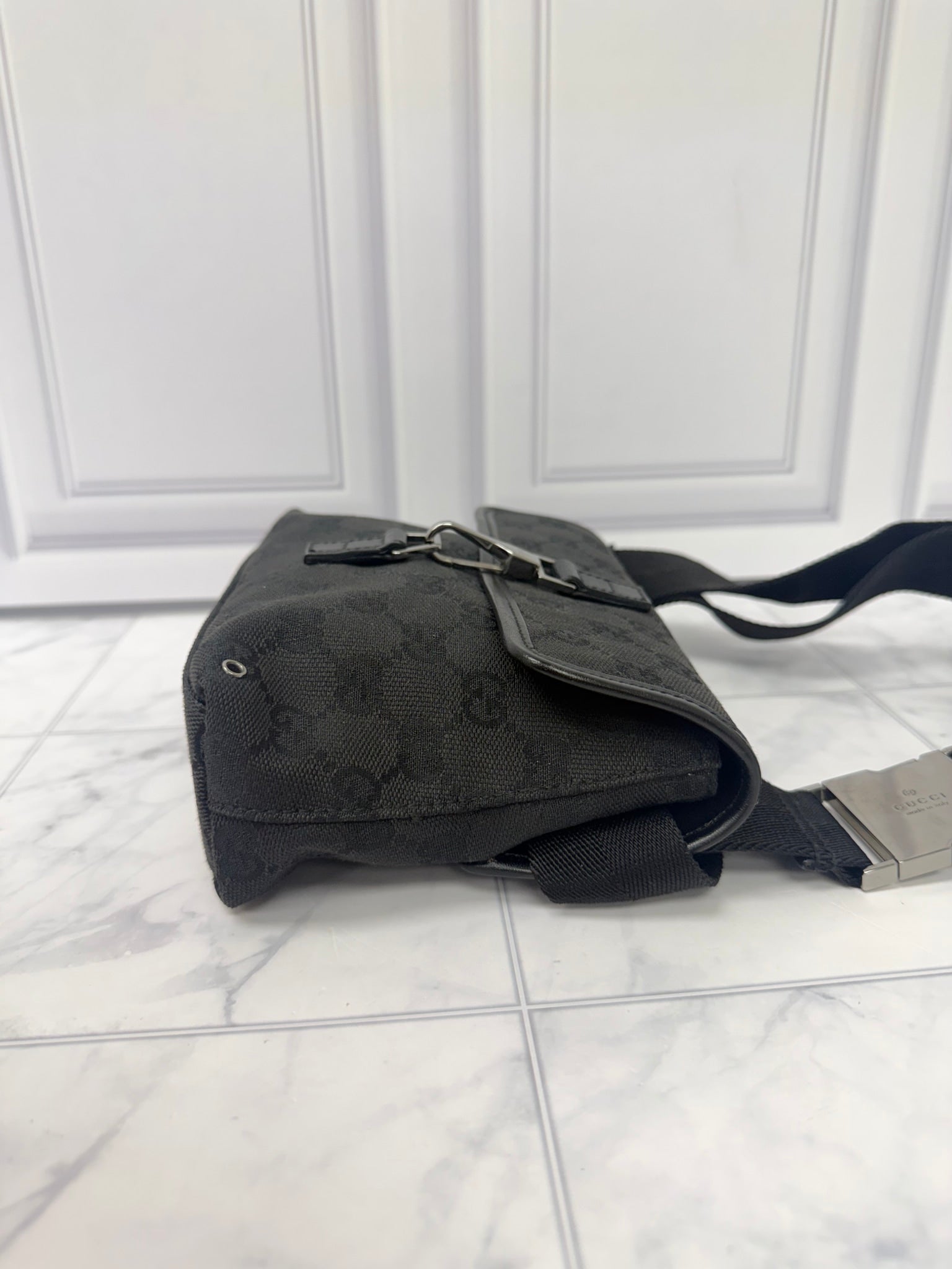 Gucci Black GG Canvas Belt Bag