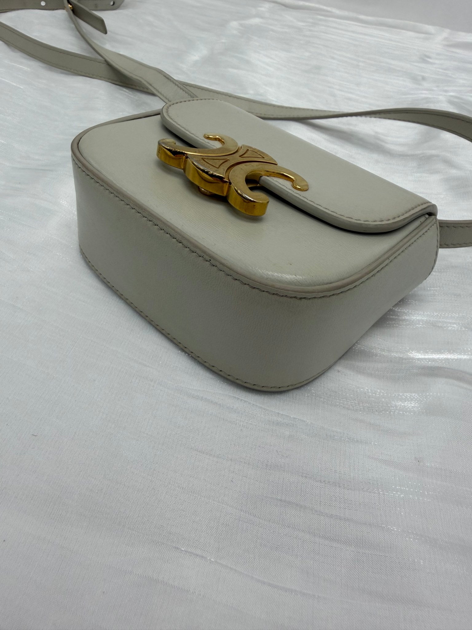Celine Beige Calfskin Leather Mini Claude Crossbody