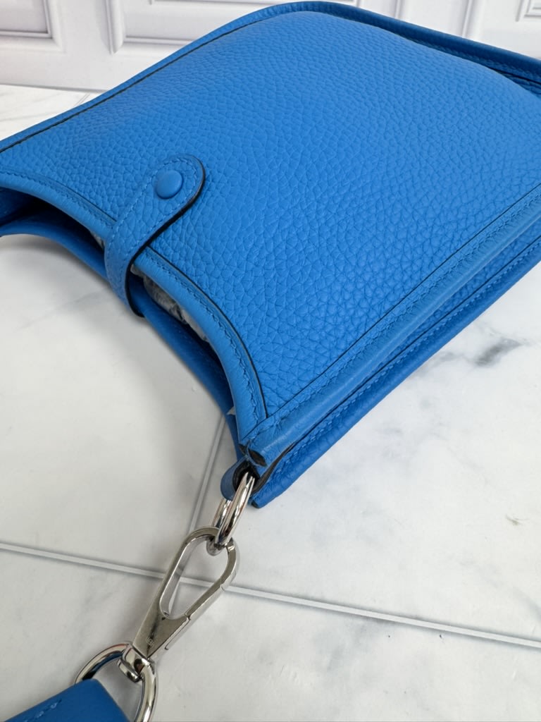 Hermes Blue Taurillon Clemence Leather Evelyne Amazone TPM Bag
