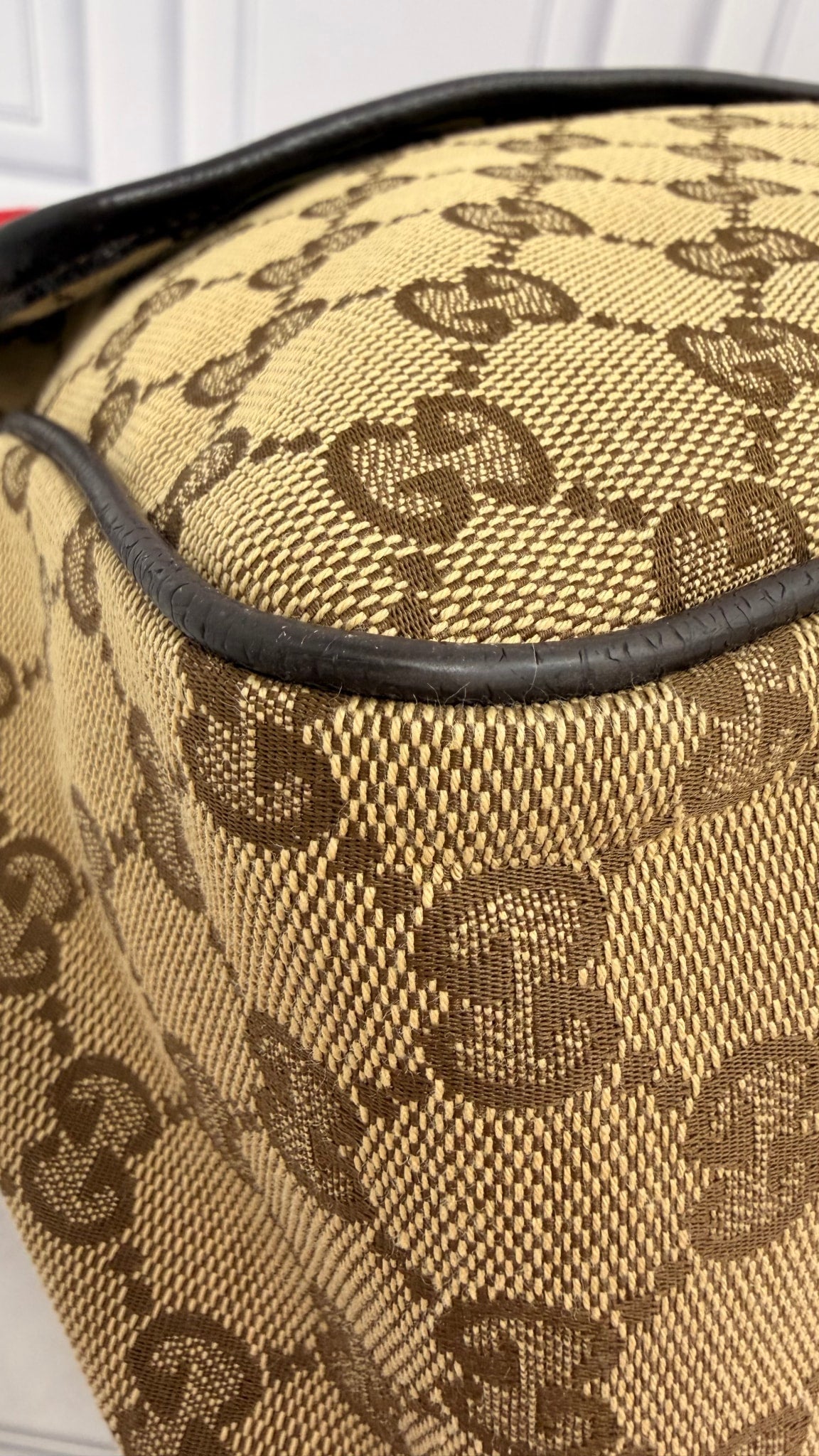 Gucci Monogram Canvas GG Web Flap Messenger Bag