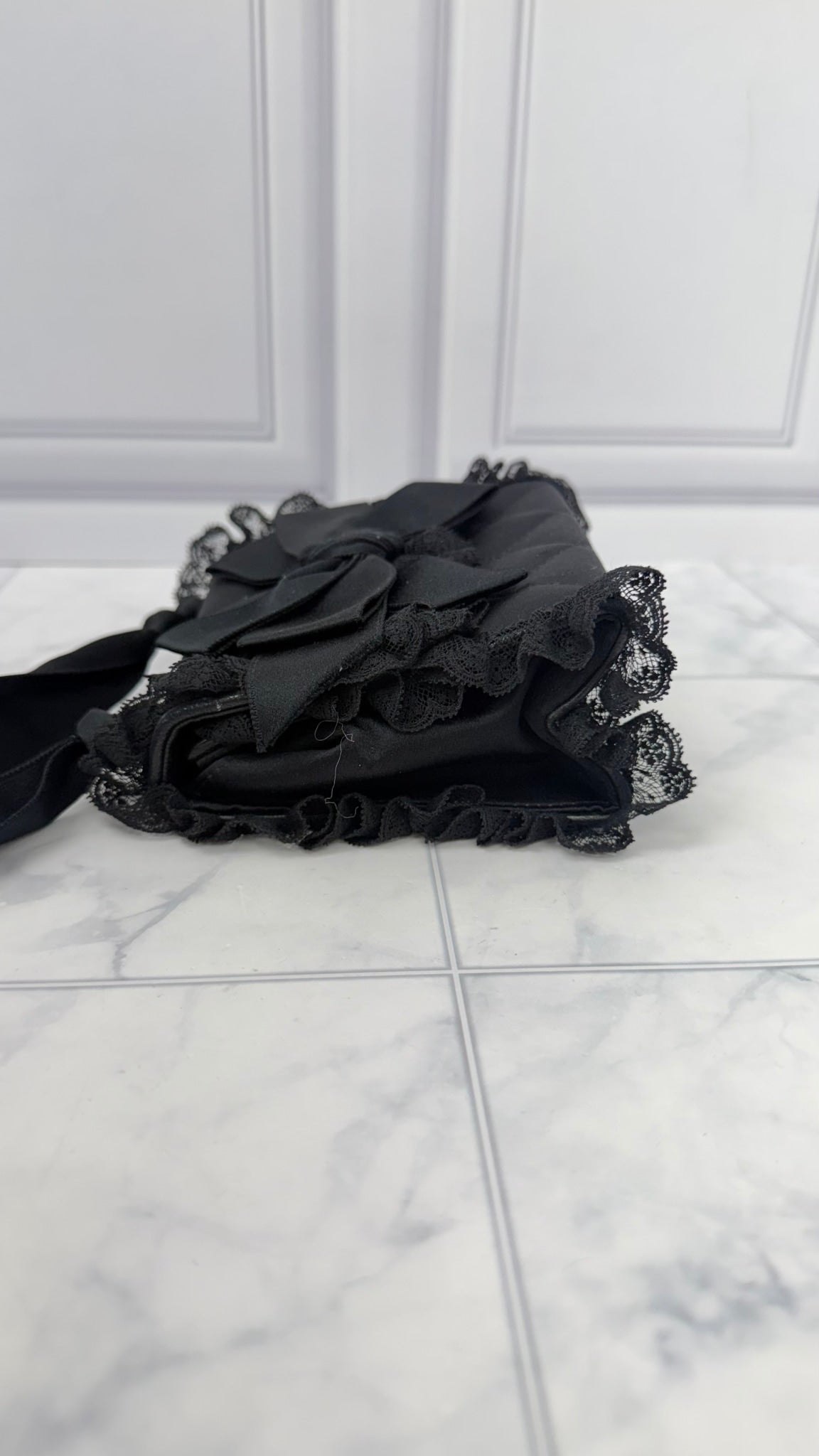 Chanel Black Satin Bow Crossbody Bag