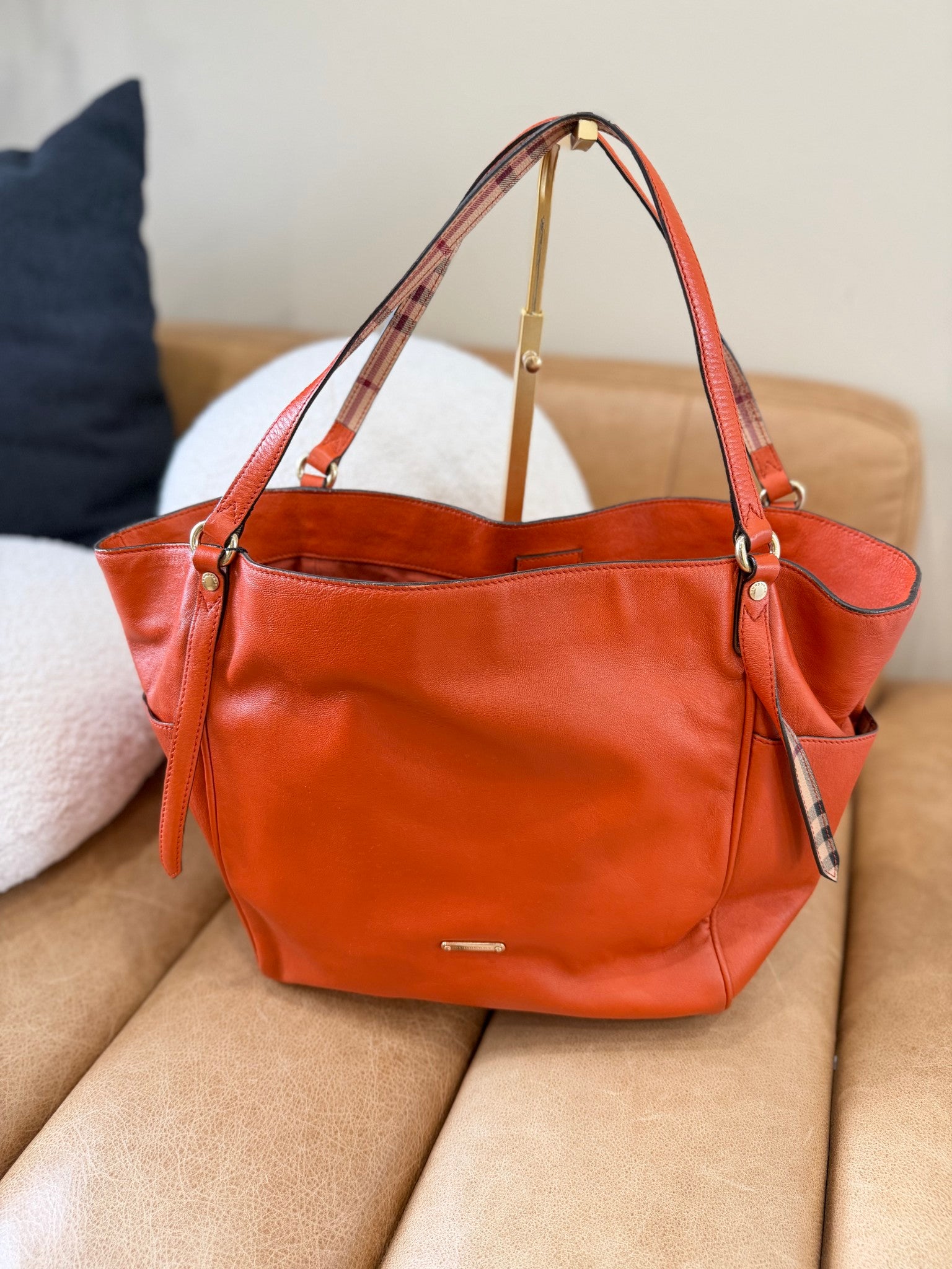 Burberry Orange Leather Canterbury Tote