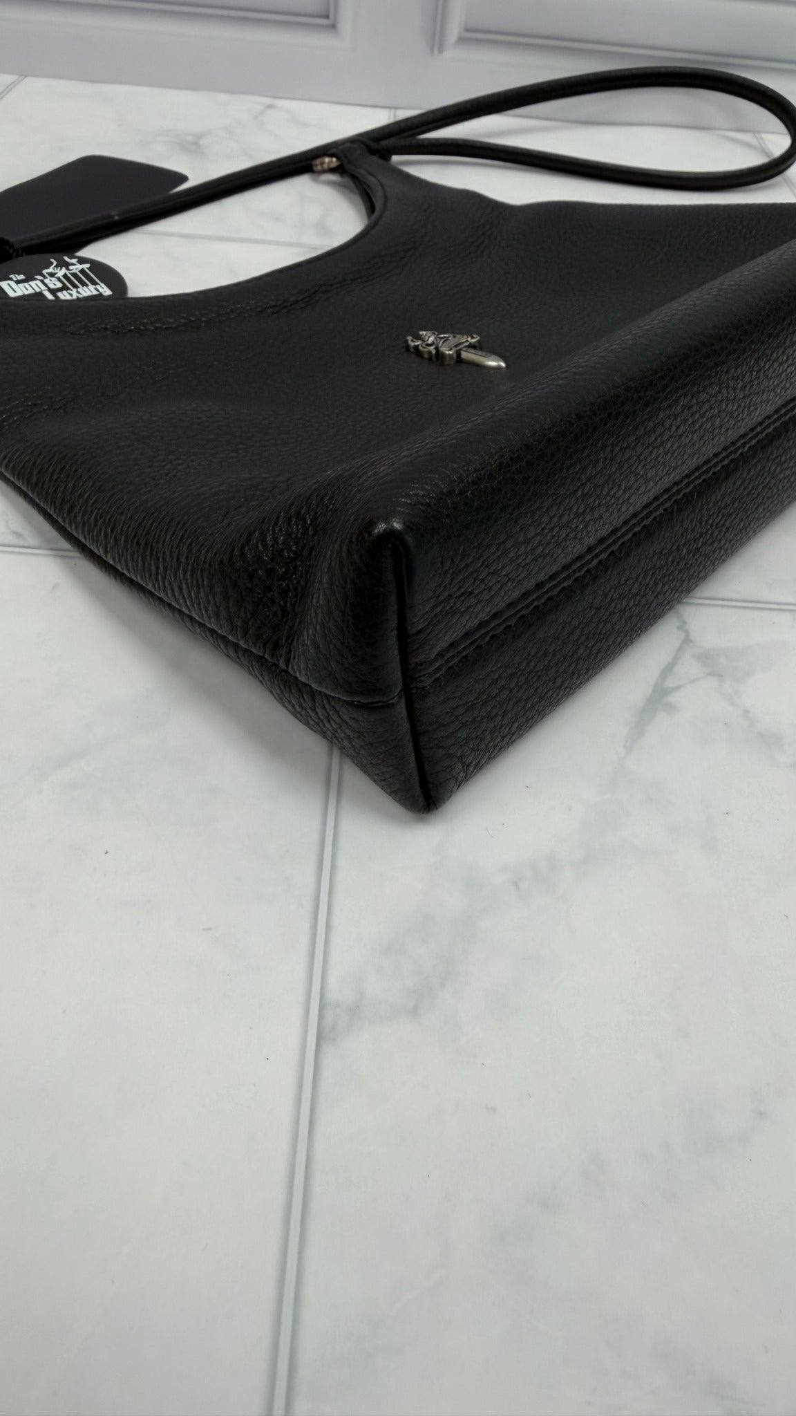Chrome Hearts Black Leather Bagger Shoulder Bag