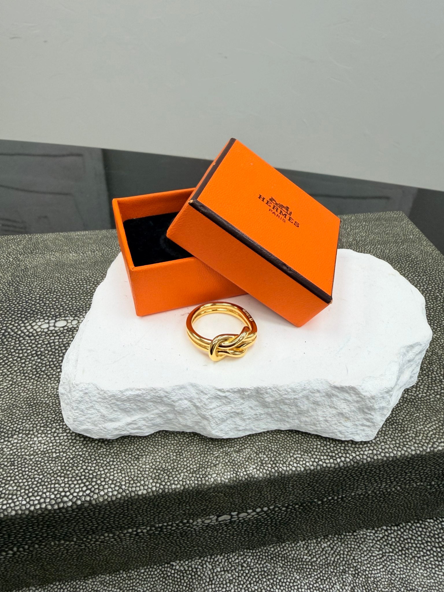 Hermes Gold Tone Atame Scarf Ring