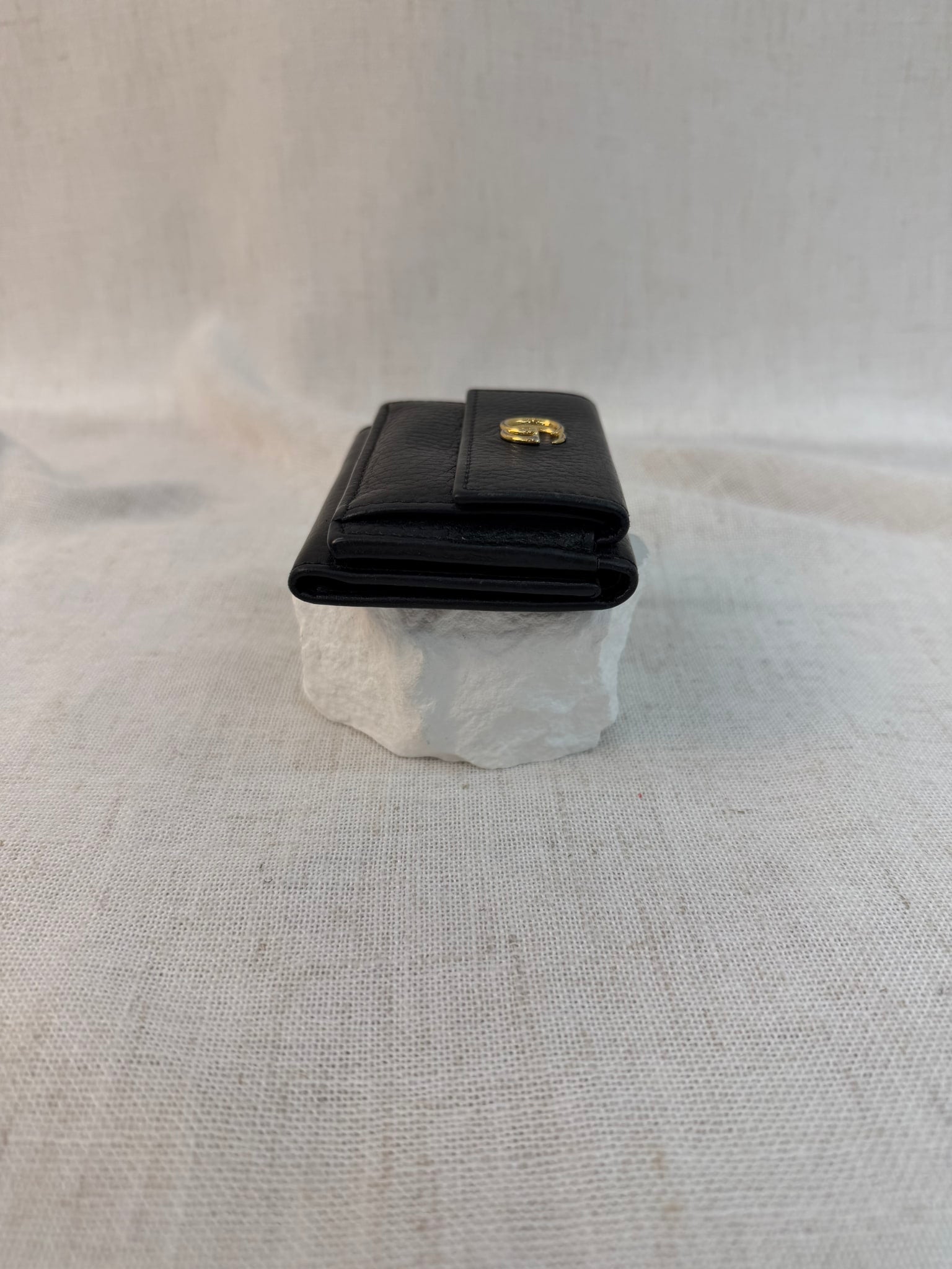 Gucci Black Leather Marmont Compact Trifold Wallet