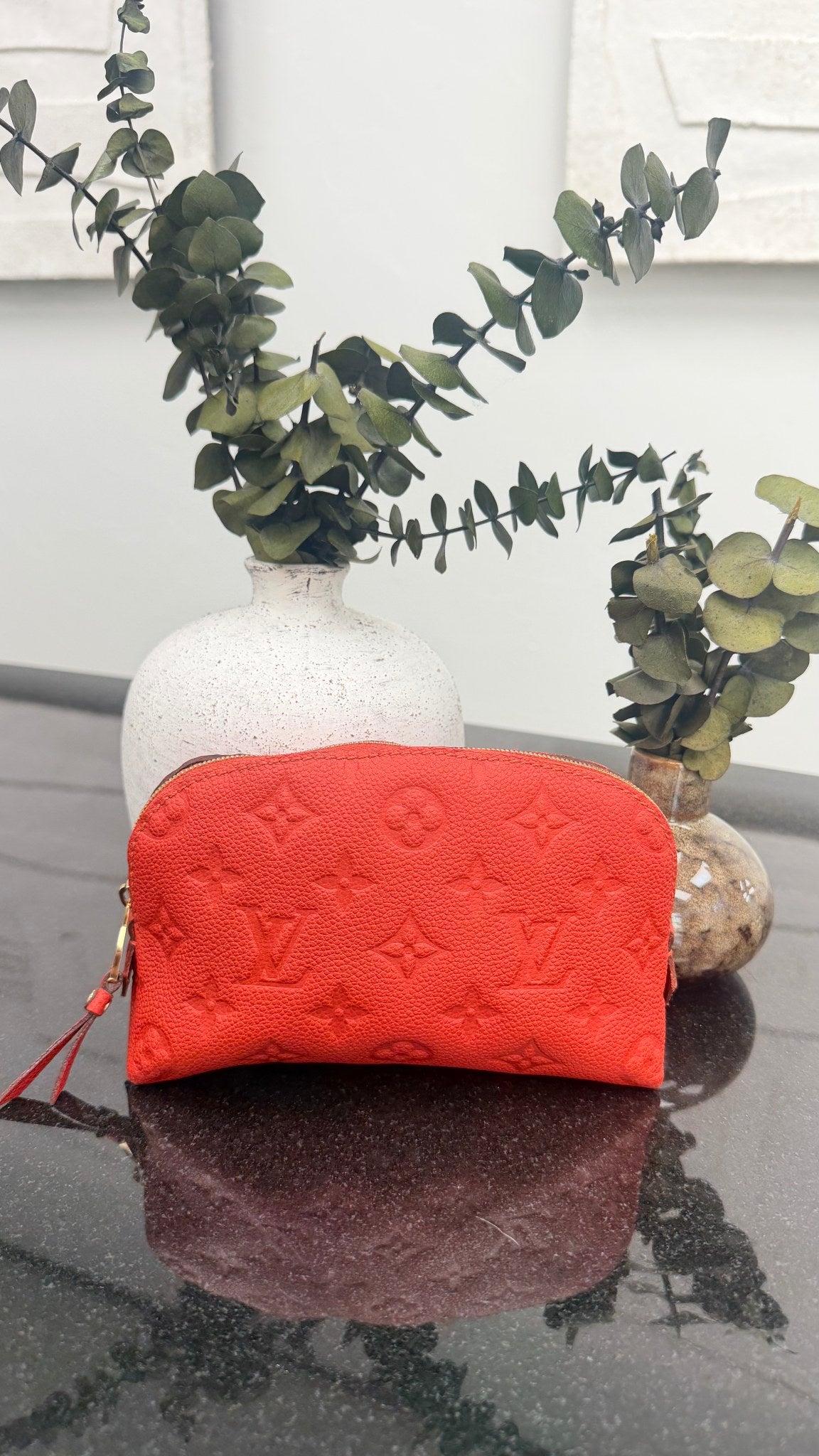 Louis Vuitton Red Empreinte Leather Cosmetic Pouch