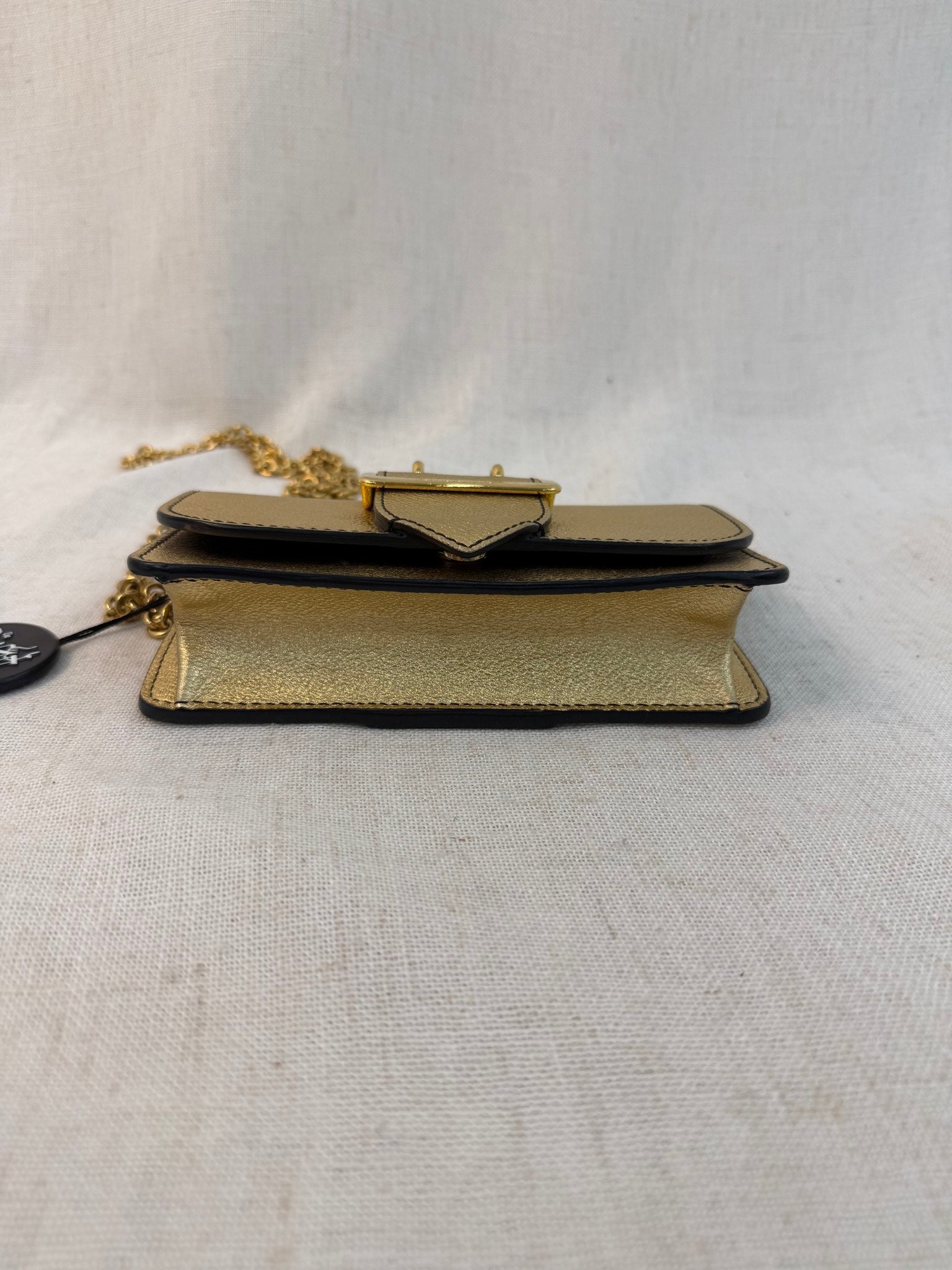 Burberry Gold Leather Mini Buckle Bag