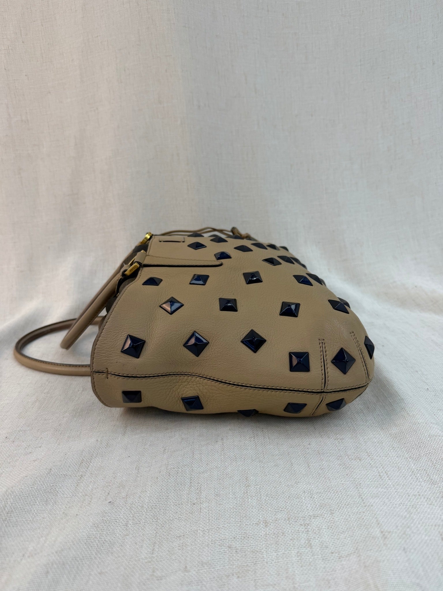 Fendi Tan Leather Studded Handbag