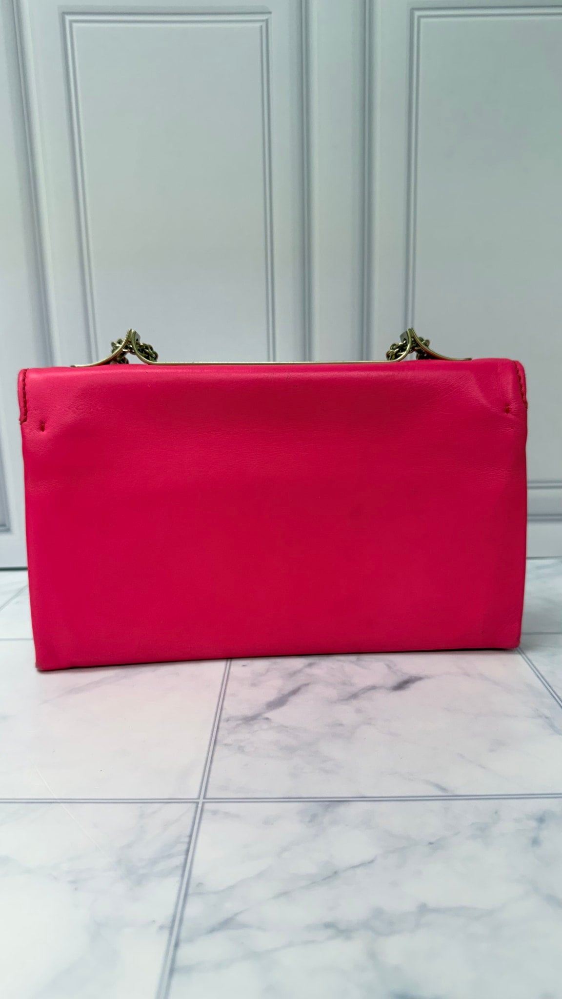 Valentino Neon Pink Leather Rockstud Shoulder Bag