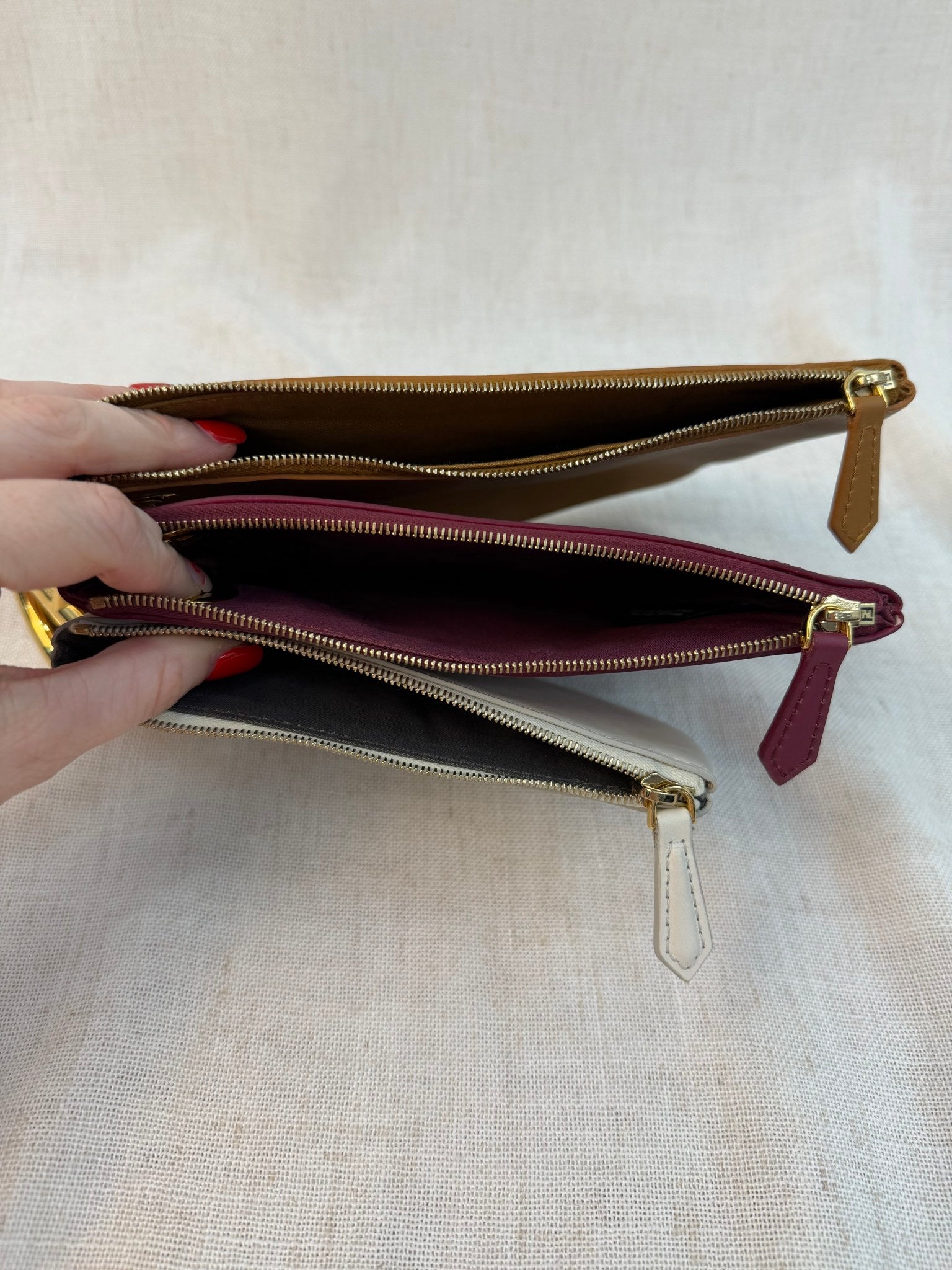Fendi Multicolor Leather Triplette Pouch Clutch