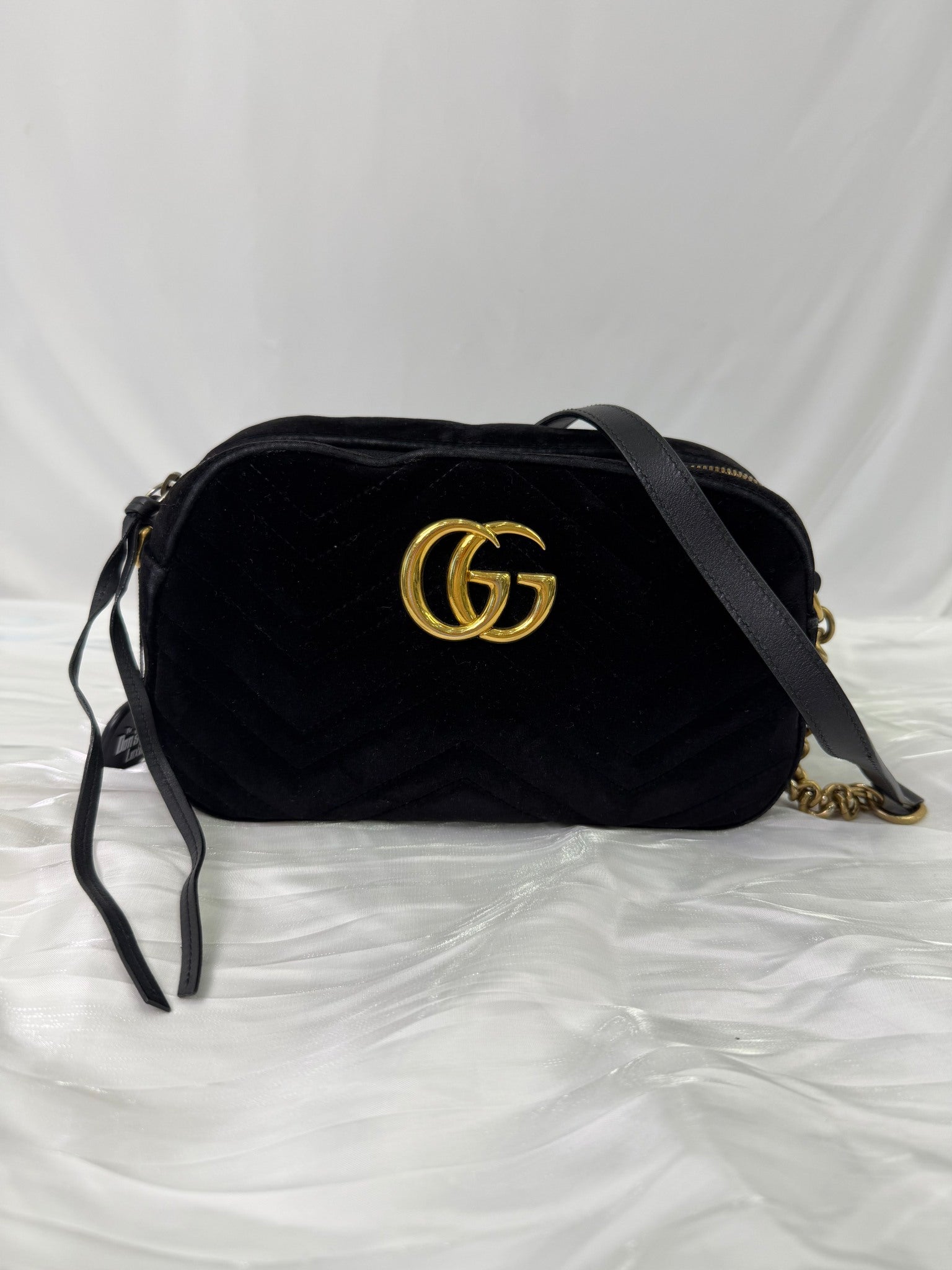 Gucci Black Velvet Marmont Crossbody Bag