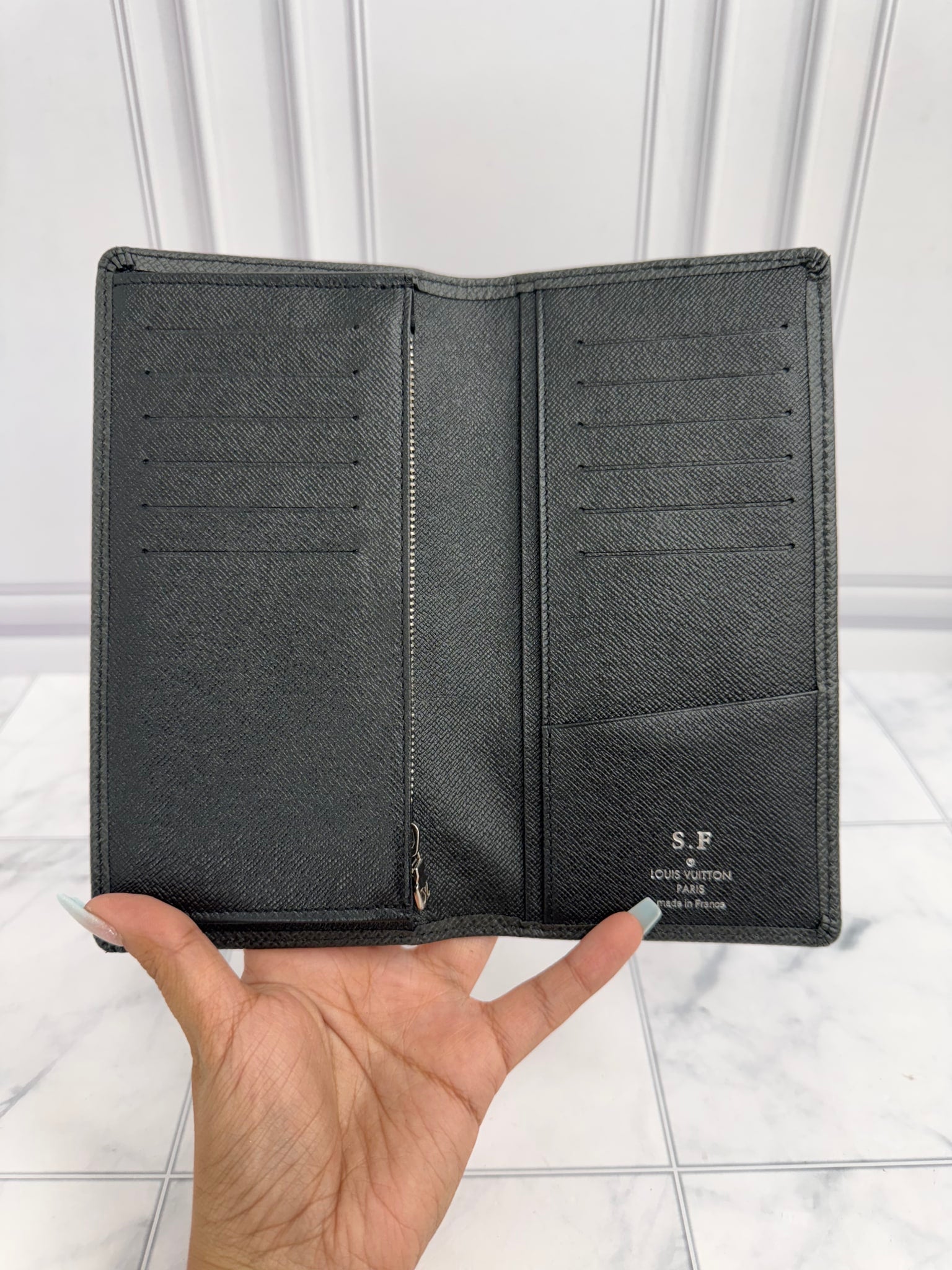 Louis Vuitton Black Taiga Brazza Wallet