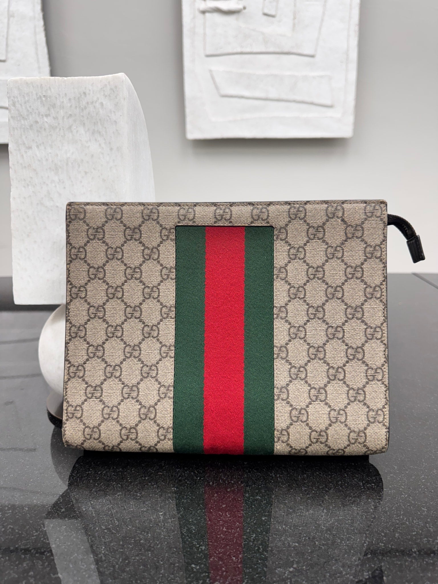Gucci GG Supreme Canvas Ophidia Zip Clutch Bag