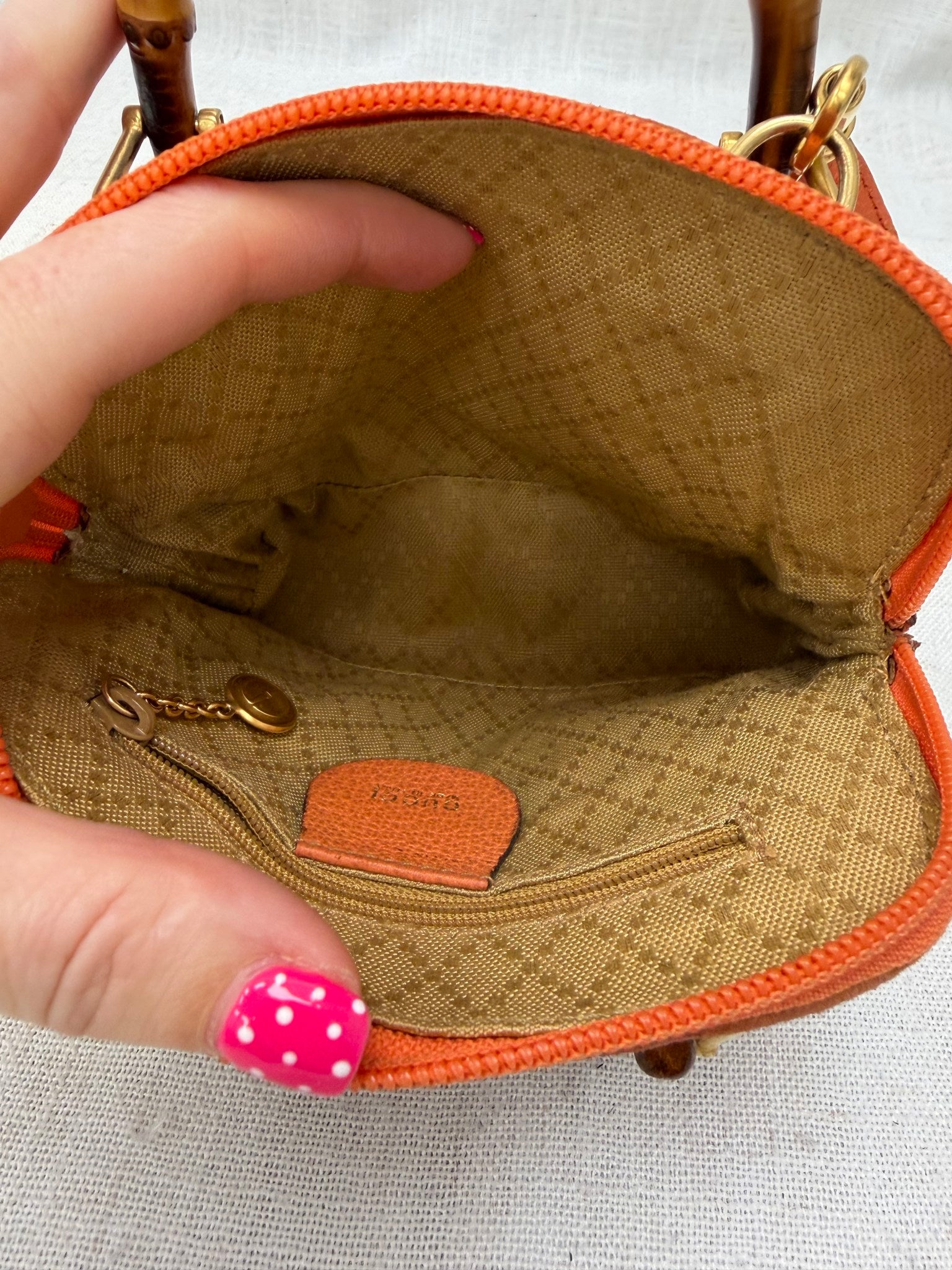 Gucci Orange Suede Bamboo Mini Dome 2way Bag