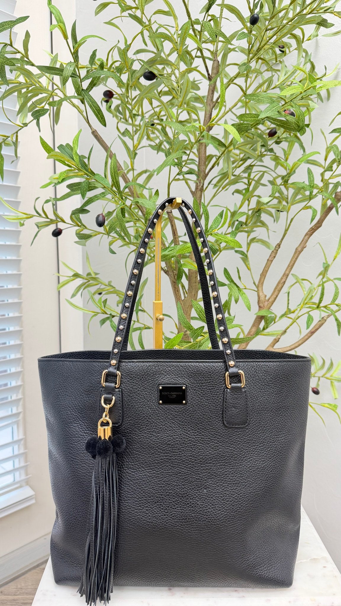 Dolce & Gabbana Black Grained Leather Tote Bag