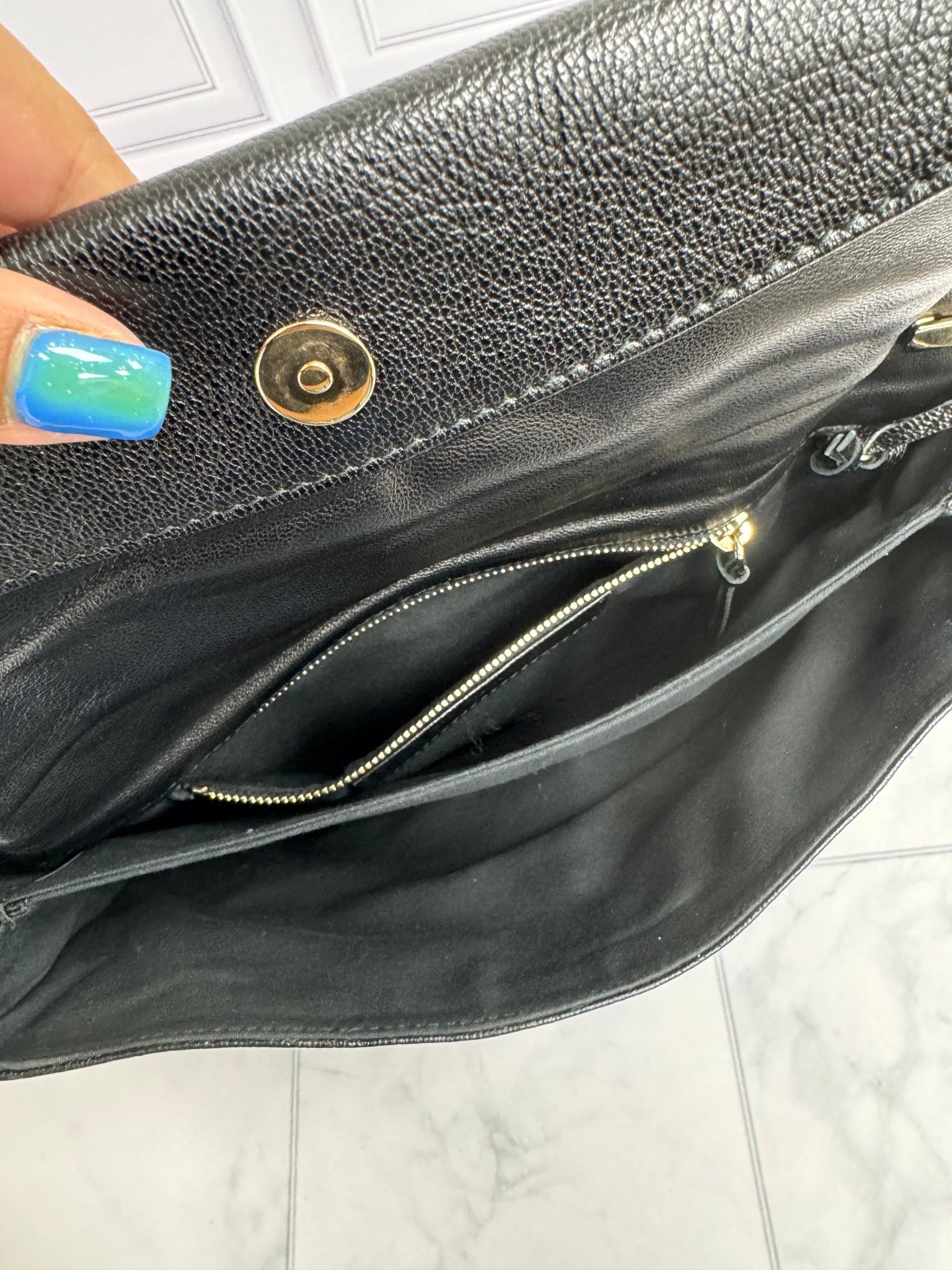 Balenciaga Black Grained Leather Clutch