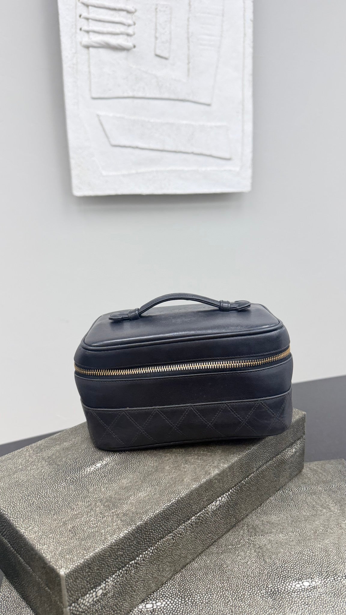 Chanel Black Lambskin Leather Vanity Case