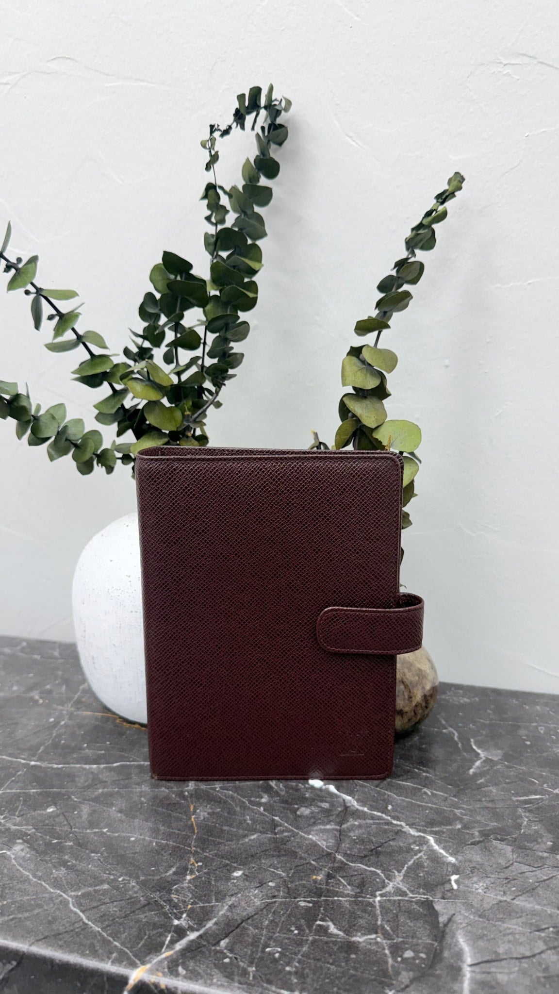 Louis Vuitton Burgundy Taiga Leather Notebook Agenda Cover MM