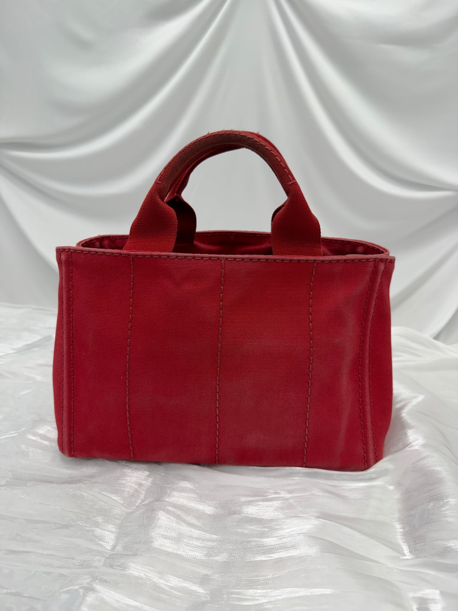 Prada Red Canvas Small Canapa Handbag