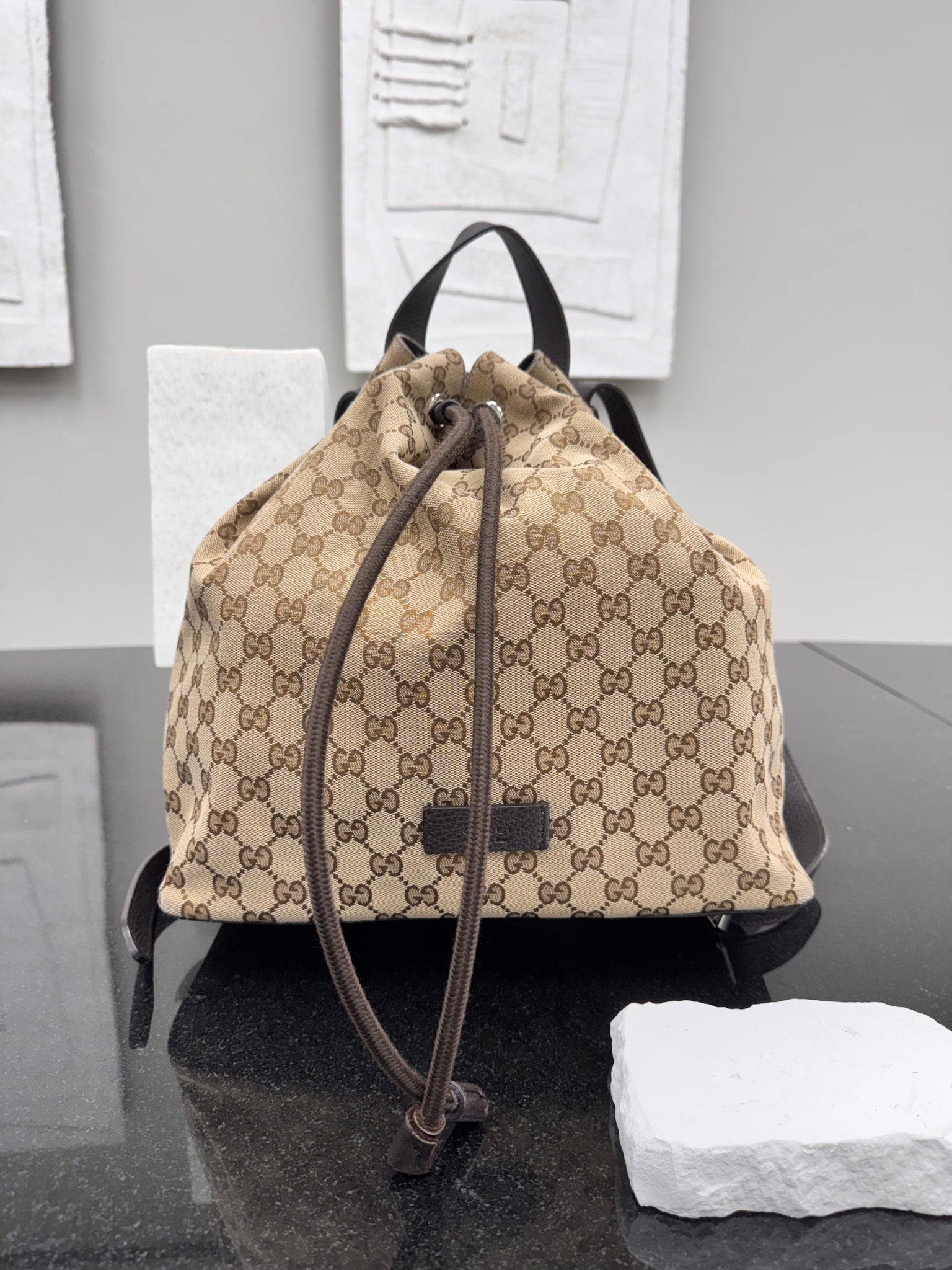 Gucci GG Supreme Canvas Drawstring Backpack