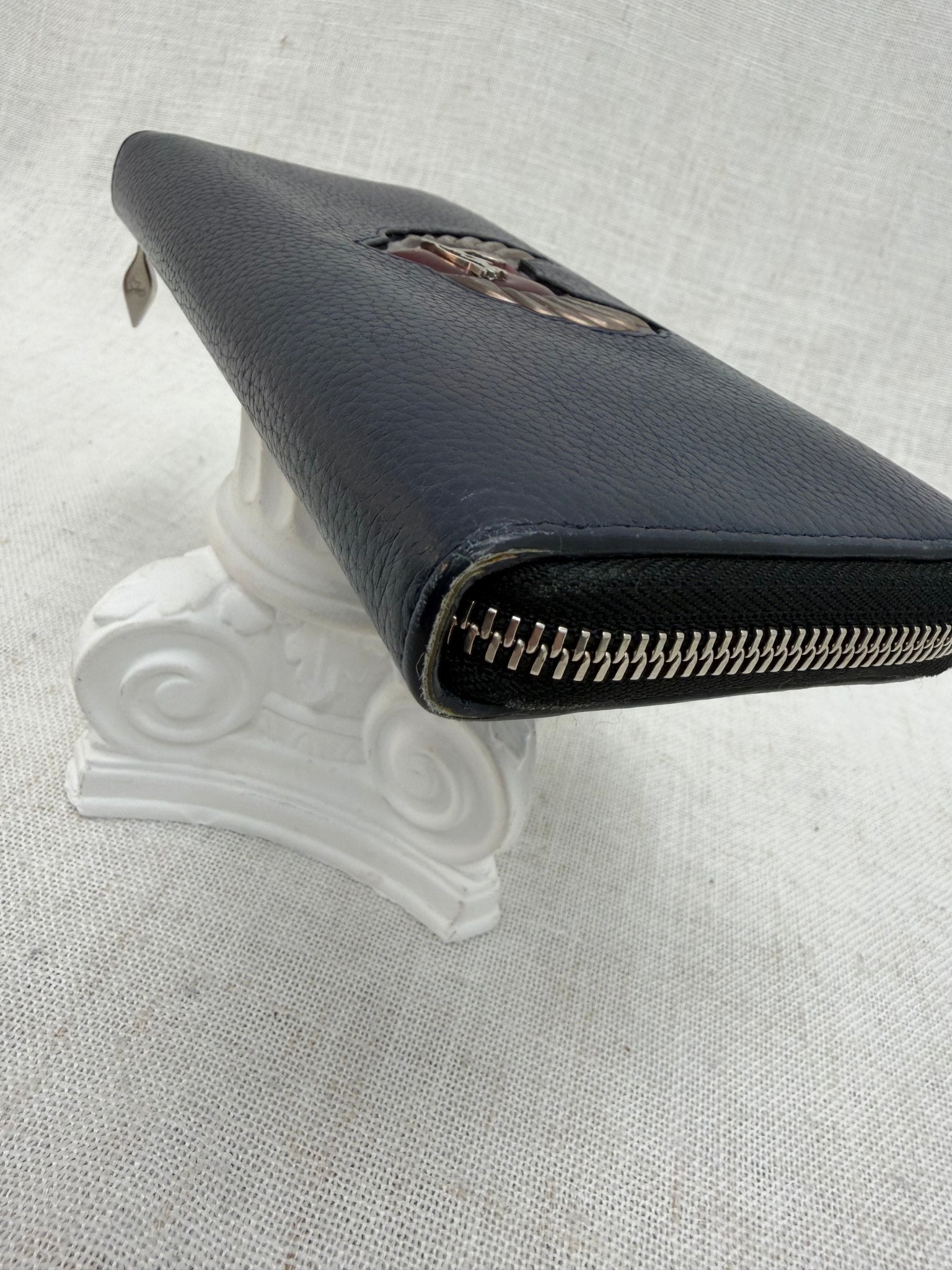 Christian Louboutin Blue Leather Heart Zippy Wallet